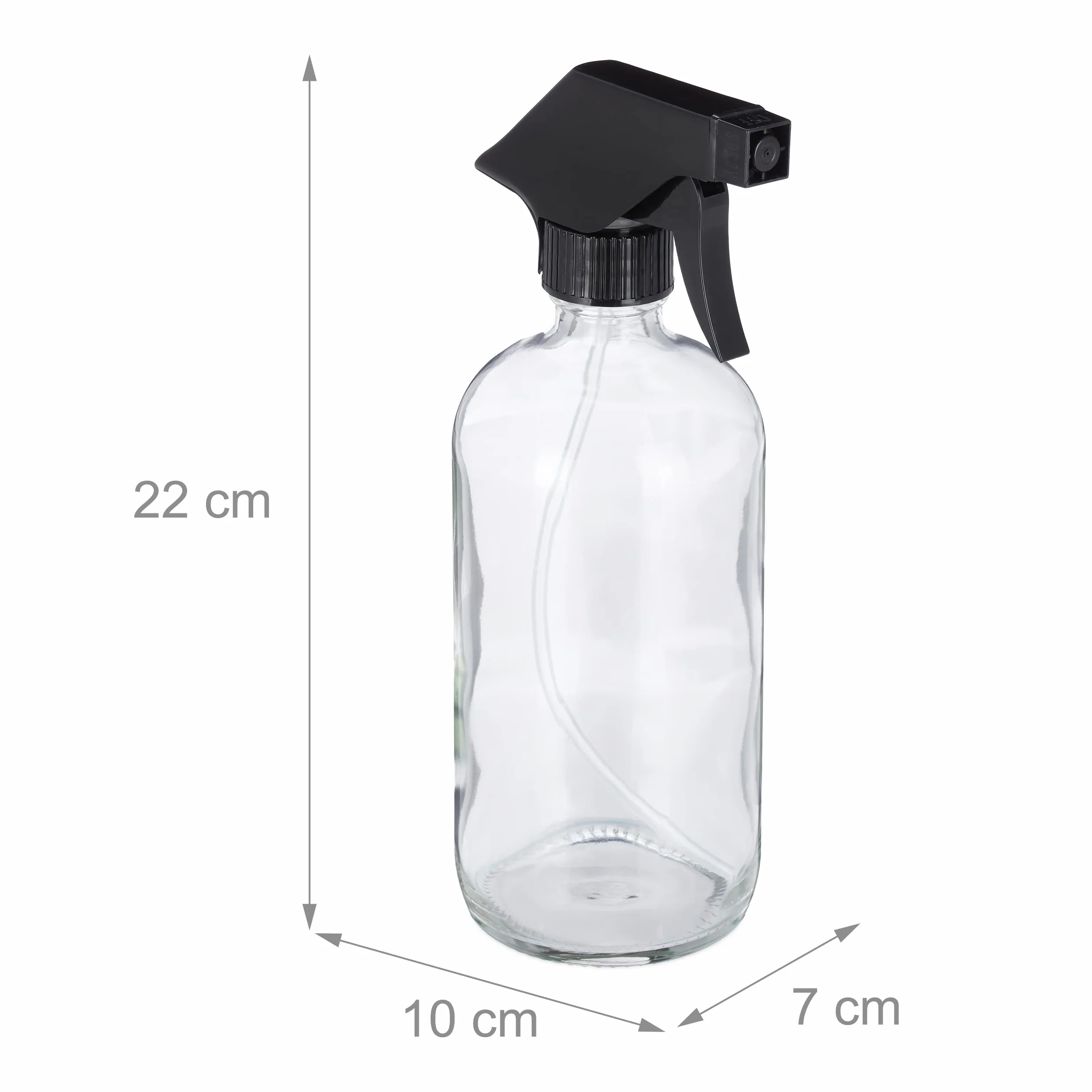 Relaxdays Butelka z rozpylaczem szkło, zestaw, 2 x 500 ml, do wielokrotnego napełniania, mgła i promieniowania, pielęgnacja włosów, czyszczenie, rozpylacz, przezroczysty, 10034198