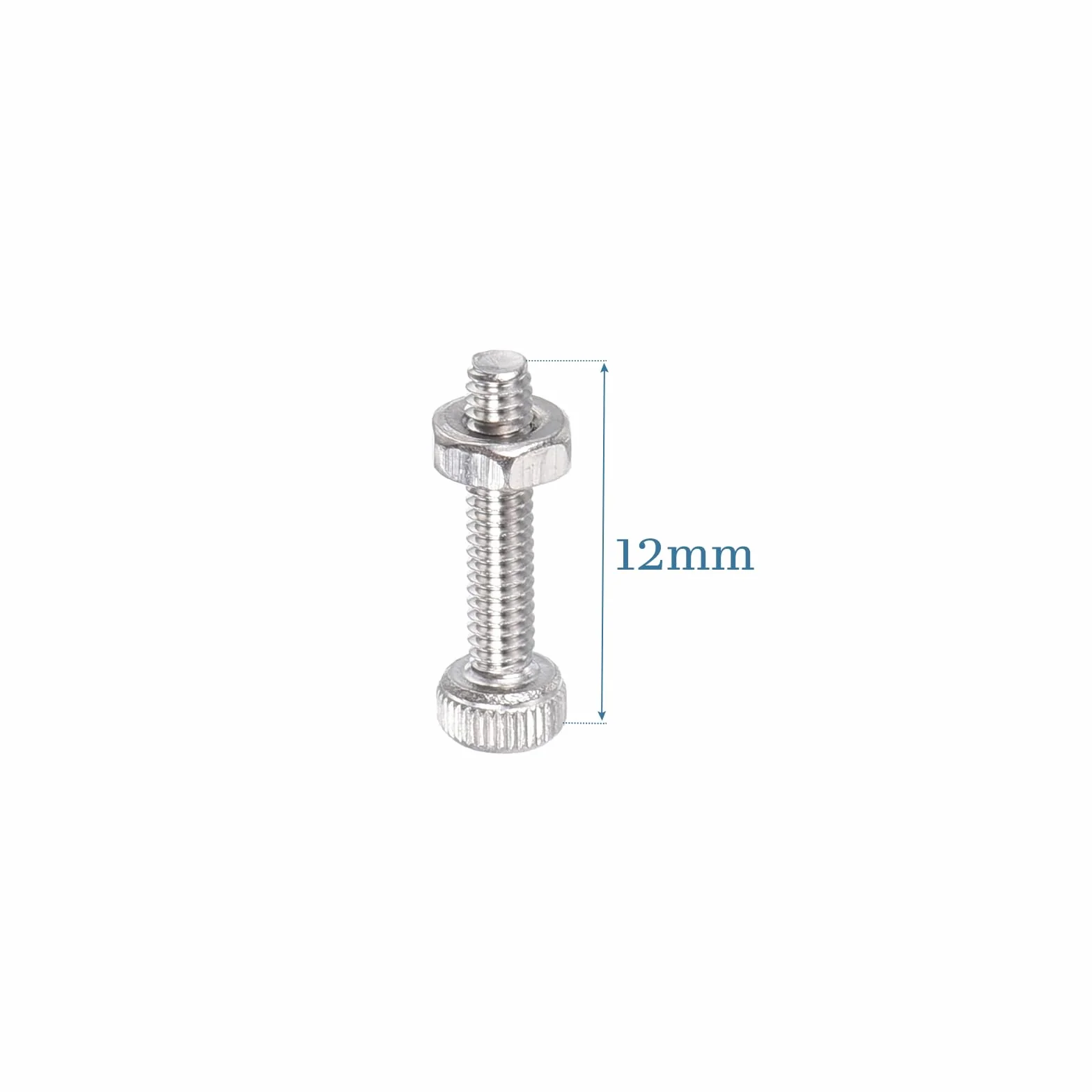 QUARKZMAN Śruby z łbem sześciokątnym M2x10mm z nakrętką radełkowaną, zestaw 20 sztuk ze stali nierdzewnej do urządzeń gospodarstwa domowego i sprzętu biurowego, [srebrny odcień]
