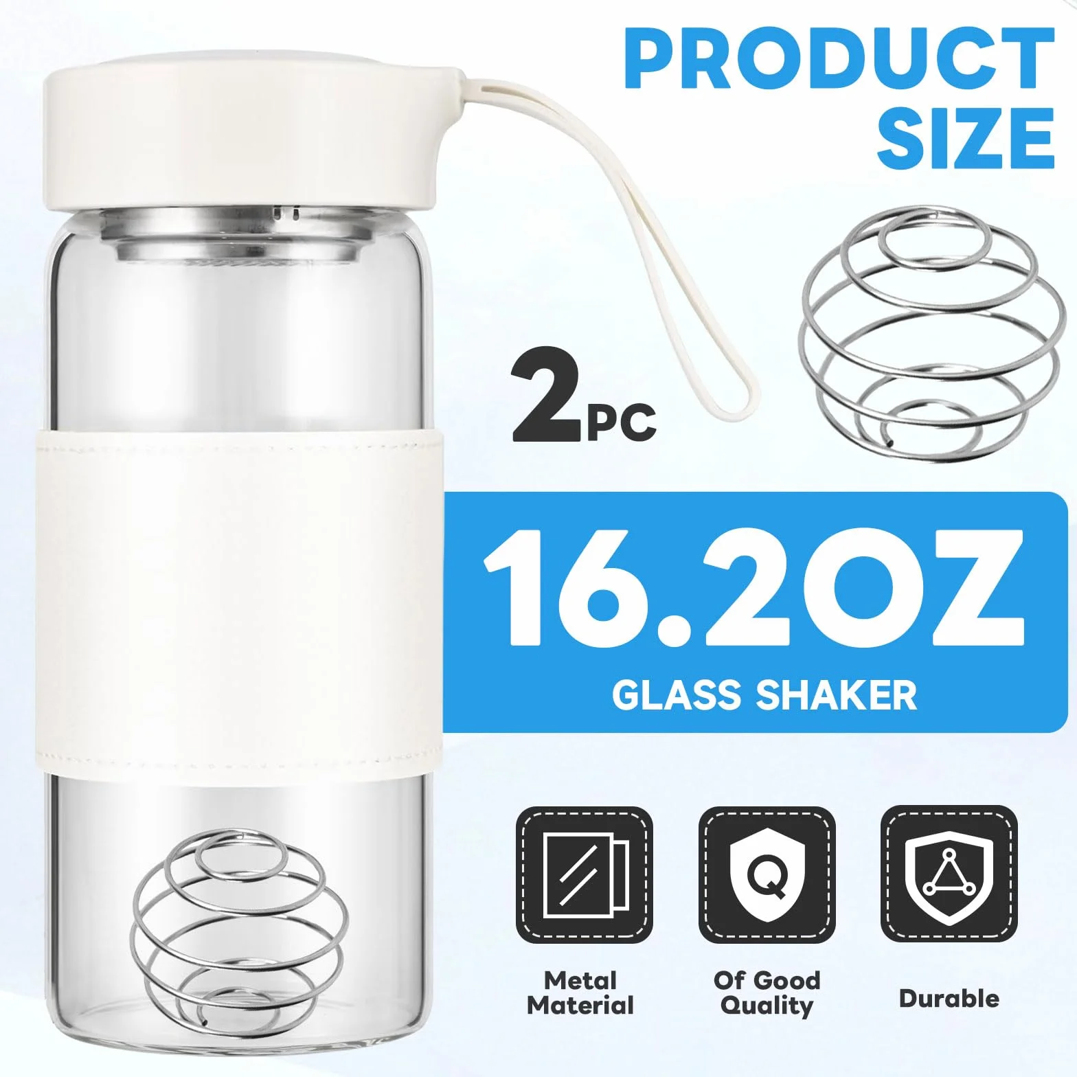 Shaker Proteinowy 470 ml ze Stali Nierdzewnej 304, bez BPA, z Kulką do Mieszania
