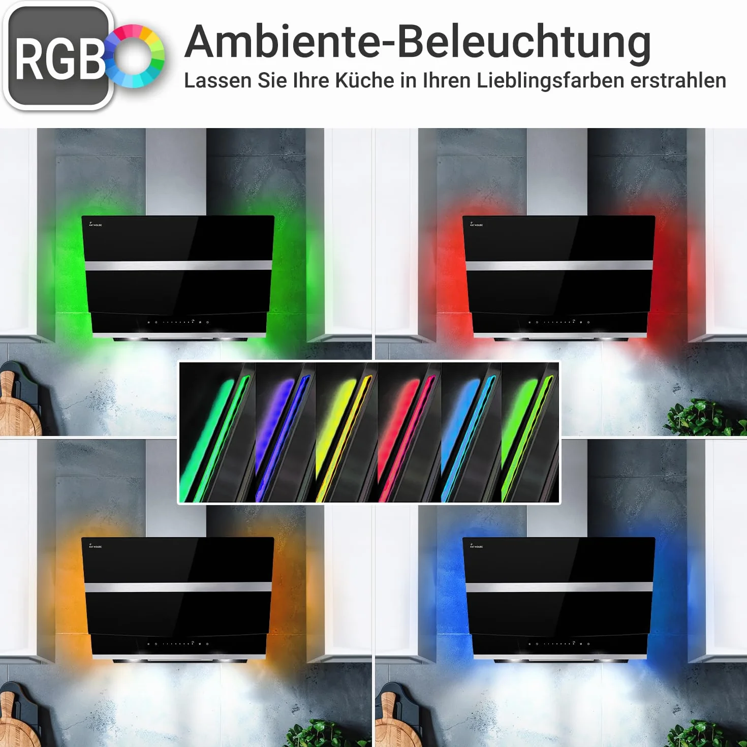 Okap kuchenny 90 cm | okap ścienny ze stali nierdzewnej | czarne szkło | WiFi | automatyczne wyłączanie | oświetlenie LED RGBW | sterowanie dotykowe | HERMES9005SM