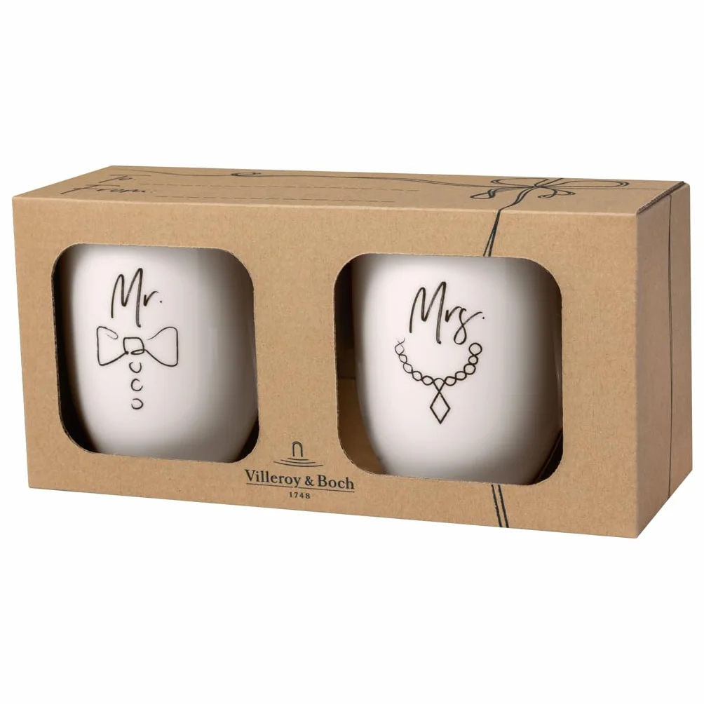Villeroy & Boch Statement zestaw kubków Mr and Mrs 2-cz. 280 ml porcelana Premium biały