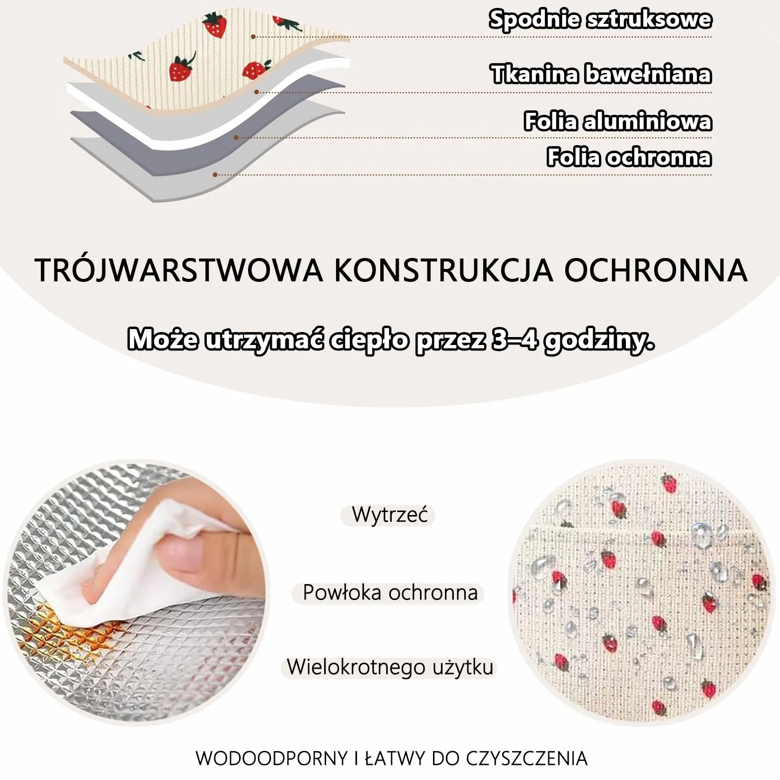 Torba na Lunch, 10L Przenośna Torba Termiczna, Szczelna, z Trzema Warstwami Izolacji Termicznej, Idealna na Piknik, do Pracy, do Szkoły i w Podróż