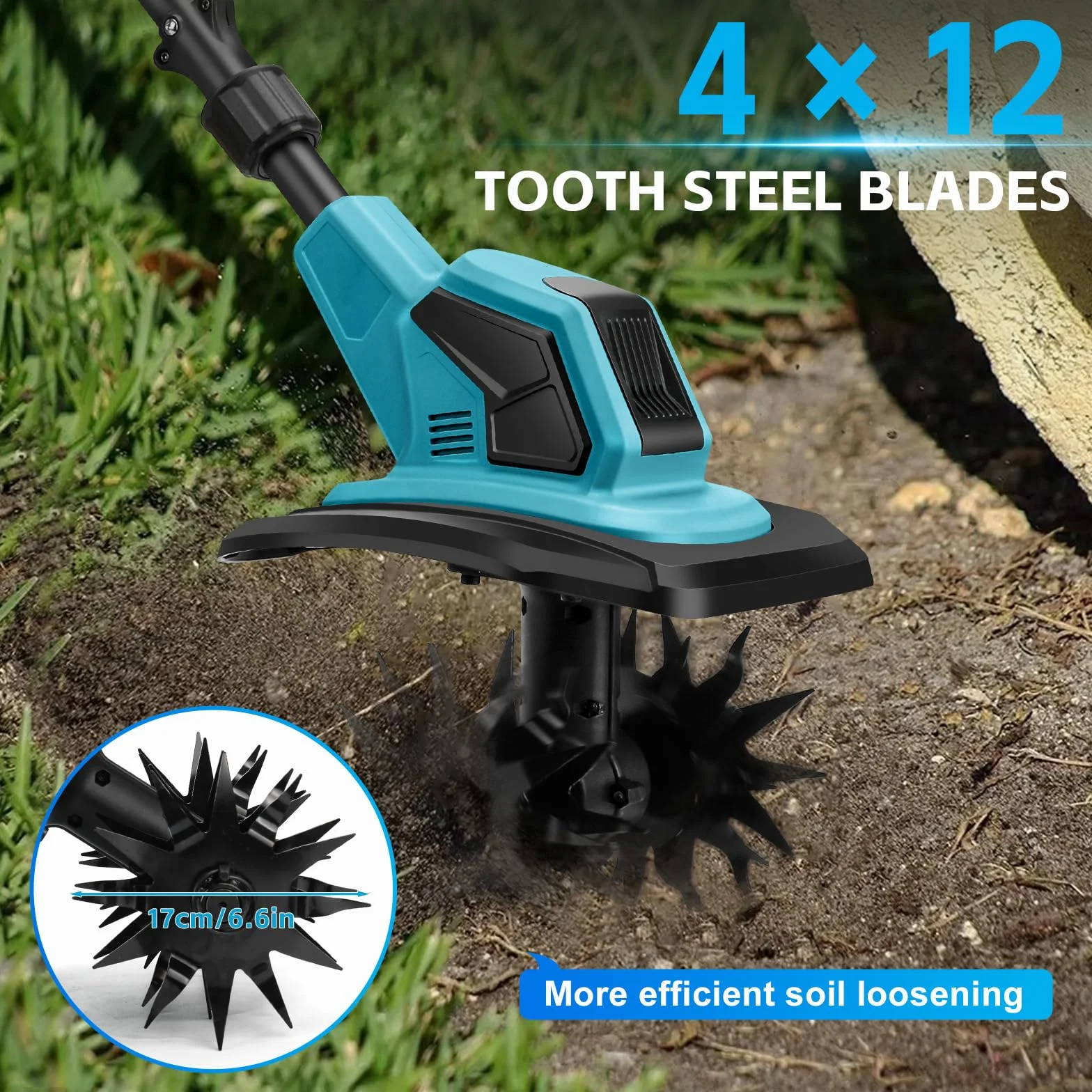 Akumulatorowa glebogryzarka kompatybilna z akumulatorem Makita 18 V, 550 W, składana, szerokość robocza 32 cm, głębokość robocza 18 cm, bezszczotkowa glebogryzarka, elektryczna glebogryzarka do ogrodu