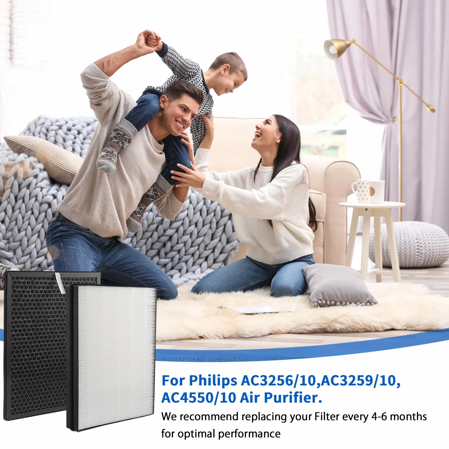 Zamienny zestaw filtrów True HEPA z węglem aktywnym FY3432/10 FY3433/10 do oczyszczacza powietrza AC3256/10 AC3259/10 AC4550/10