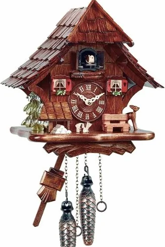 zegar z kukułką zegar z kukułką prawdziwe drewno nowy zasilany bateriami mechanizm kwarcowy zegar z kukułką szwarcwaldhaus 27 cm - 11543