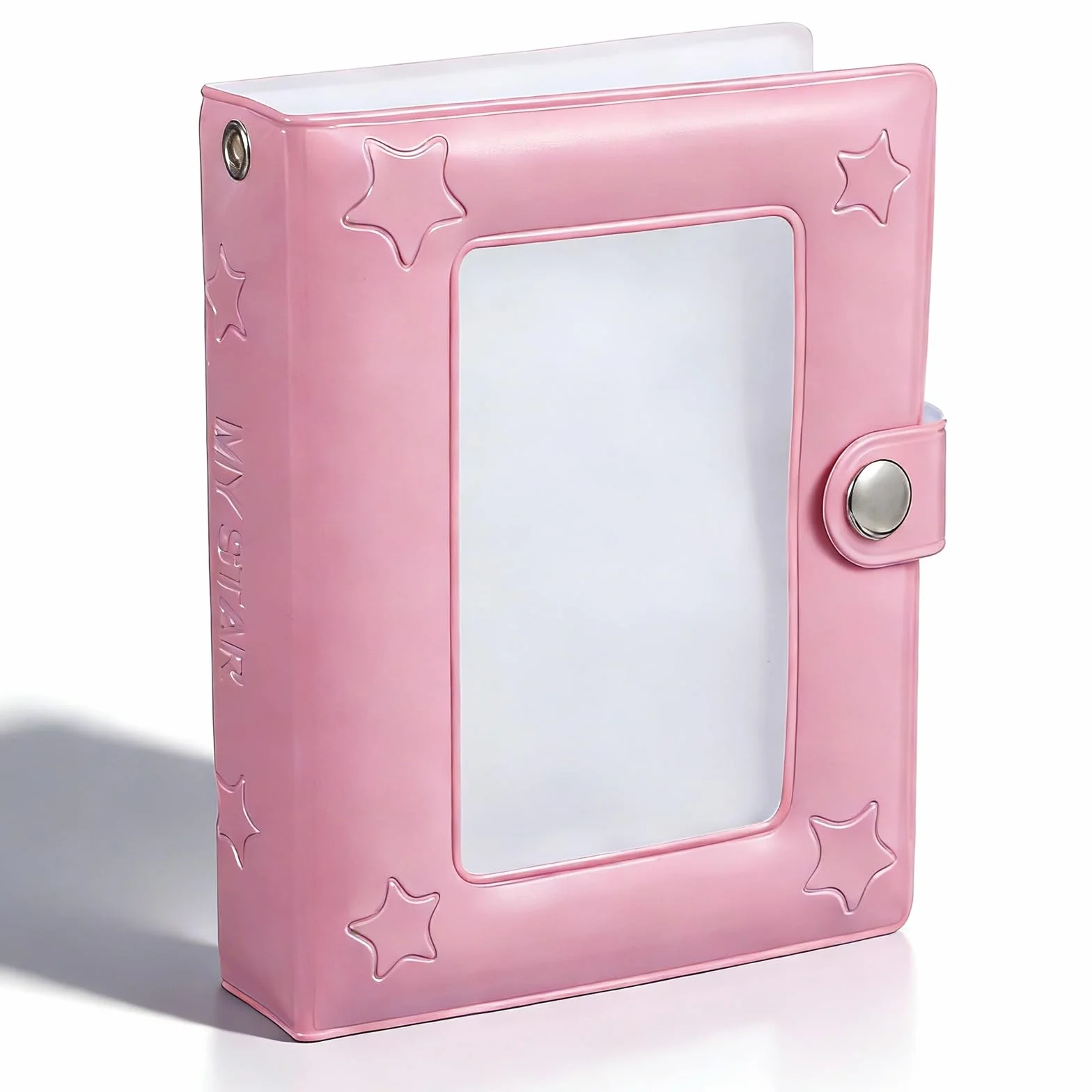 Photocard Binder 40 kieszeni, mini puste karty fotograficzne, album na małe gwiazdki, okładka ze skóry PU, kreskówka, album kolekcjonerski, uchwyt na karty fotograficzne, przyjazne w podróży (różowy)