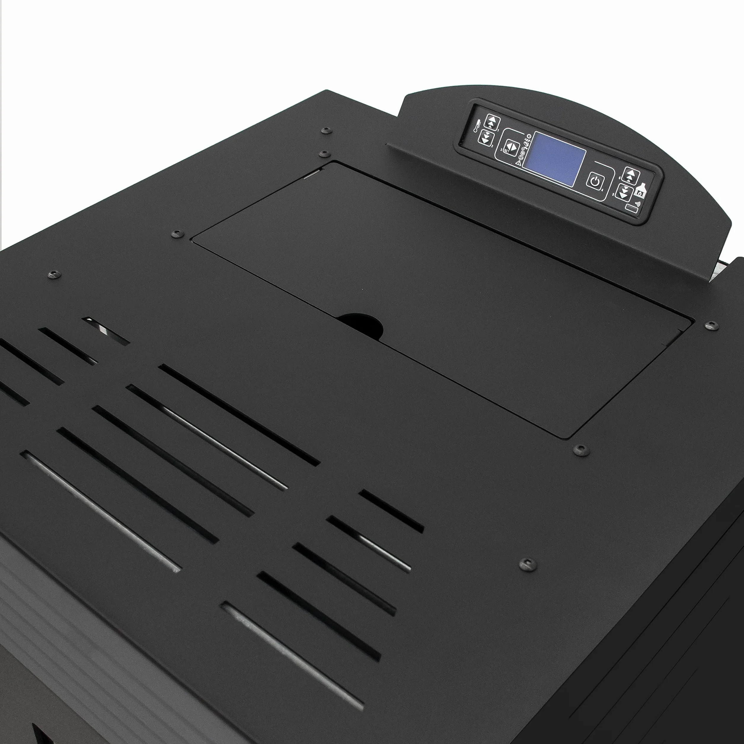STUFE A PELLET ITALIA - California 8Kw - Piec wentylacyjny, Wydajność 91%, Ogrzewanie 70m², Autonomia 20H, 5 prędkości i mocy, Programowalny, 24 Miesięcy Gwarancja, CZARNY