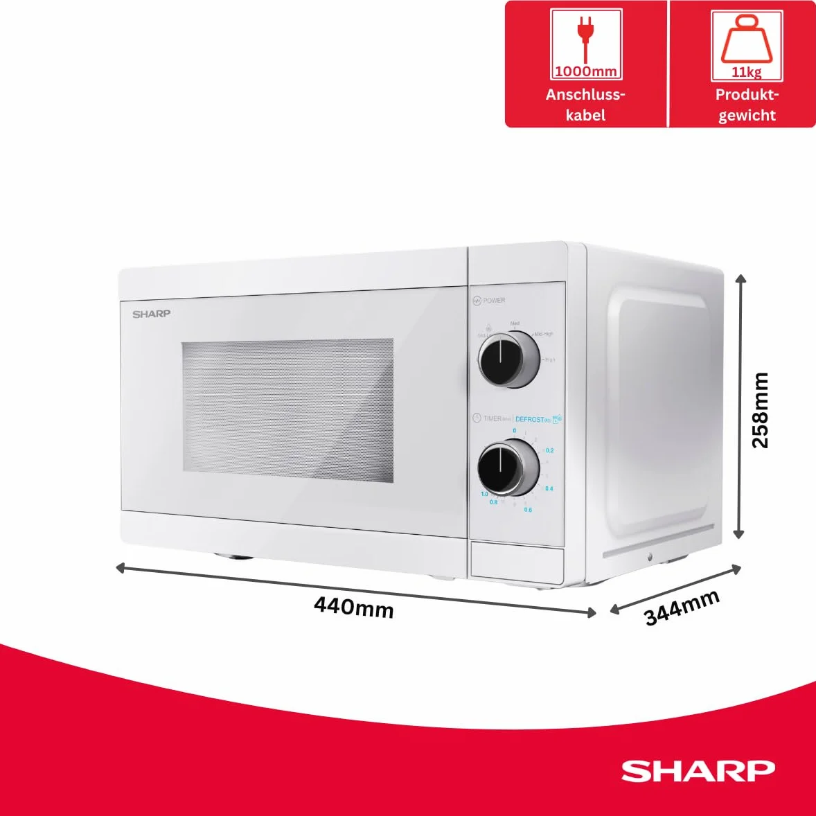 Kuchenka mikrofalowa 800 W 20 l 5 poziomów mocy sterowanie mechaniczne