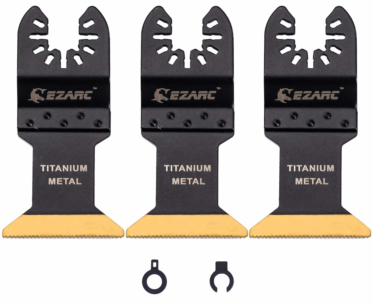 EZARC 3-częściowy zestaw brzeszczotów do narzędzi wielofunkcyjnych z tytanu, oscylujące brzeszczoty do cięcia metalu, gwoździ do drewna, śrub. Uniwersalne szybkozłącze, oscylujące akcesoria do