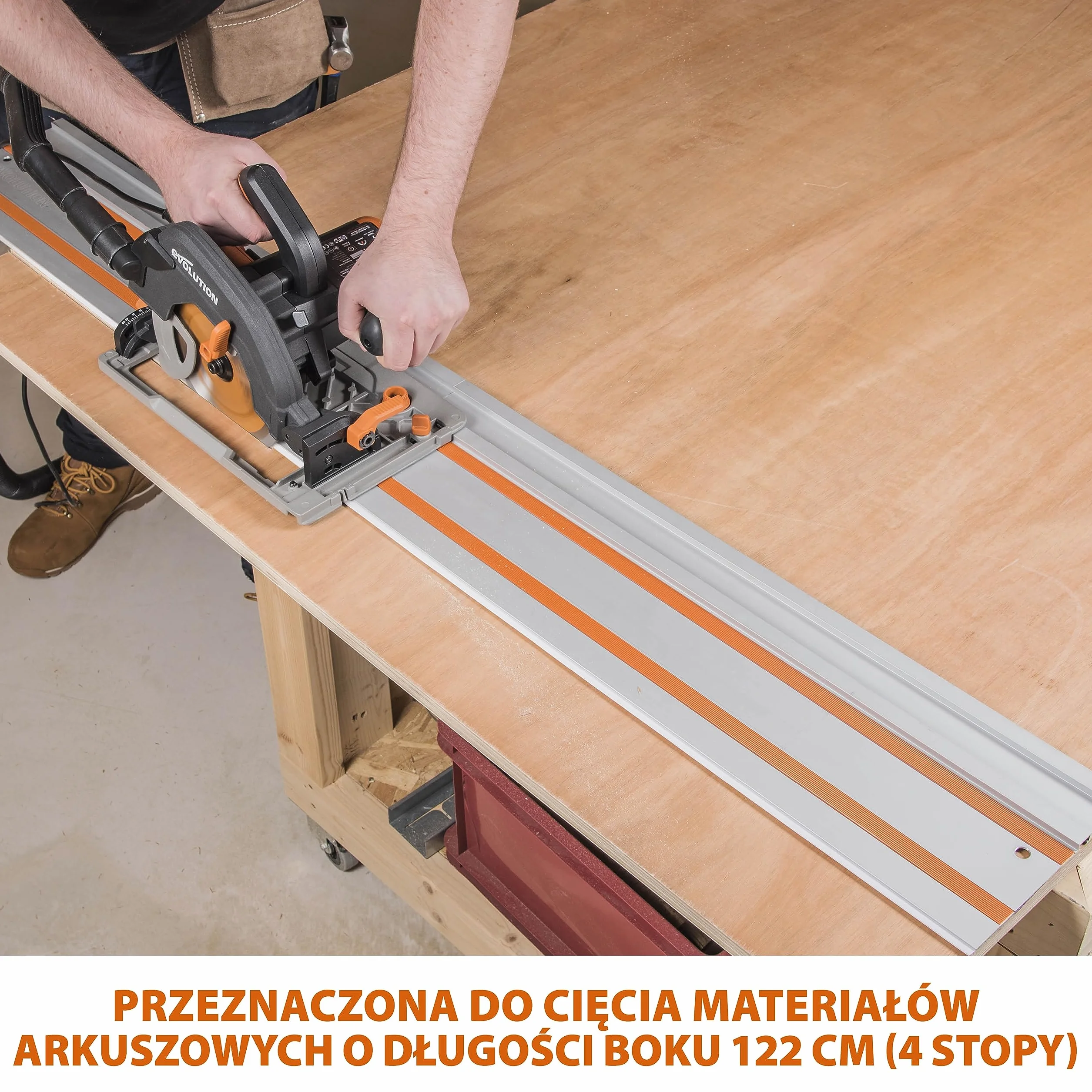 Evolution Power Tools Prowadnica do piły tarczowej ST1400, kompatybilna z wieloma markami pił (Makita, Festool, Titan, Bosch, Erbauer, Metabo), w zestawie torba i zaciski, 1400 mm