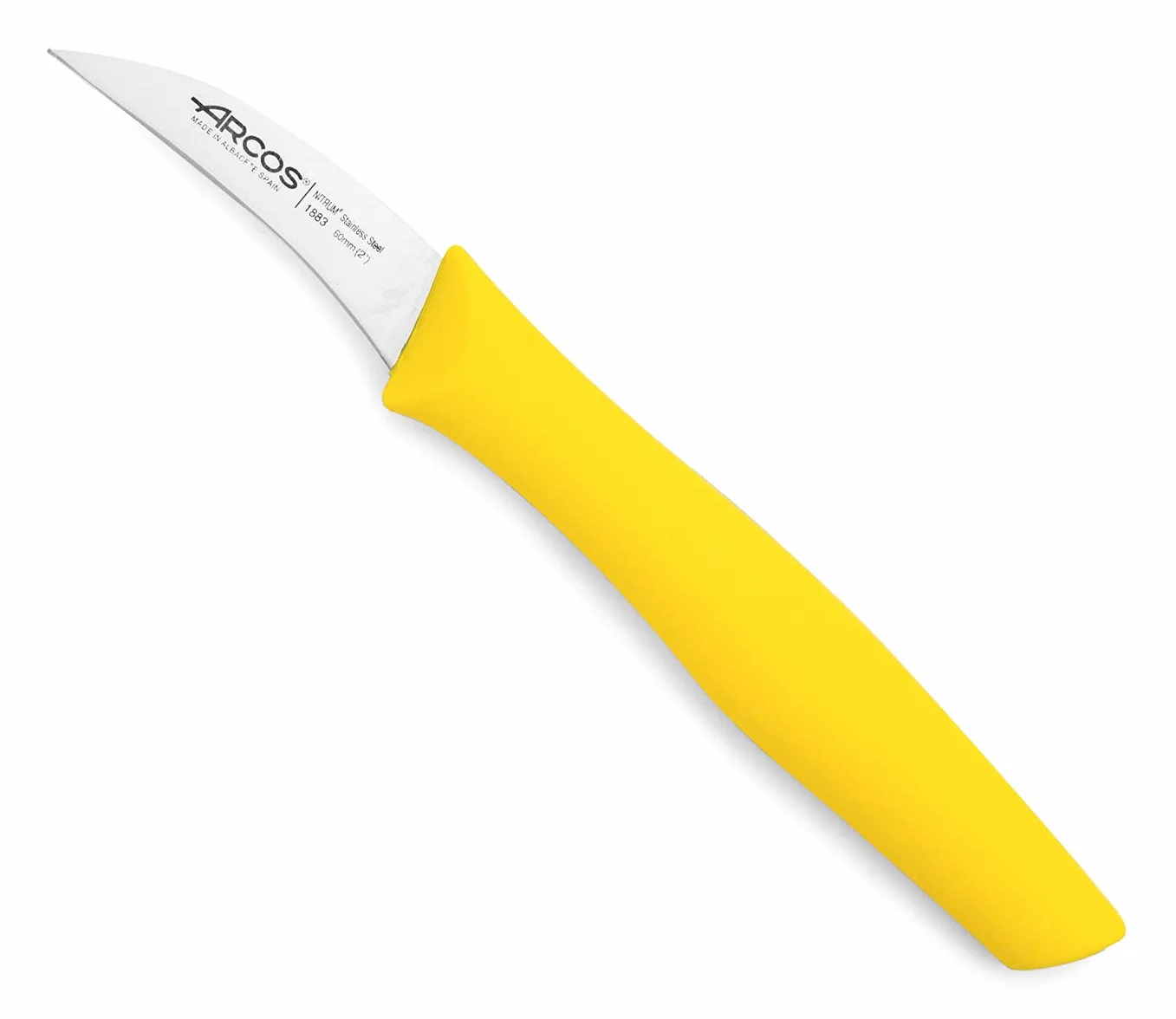 ARCOS Nóż do obierania dzioba ptaka 5 cm stal nierdzewna Nova ergonomiczny żółty uchwyt z polipropylenu