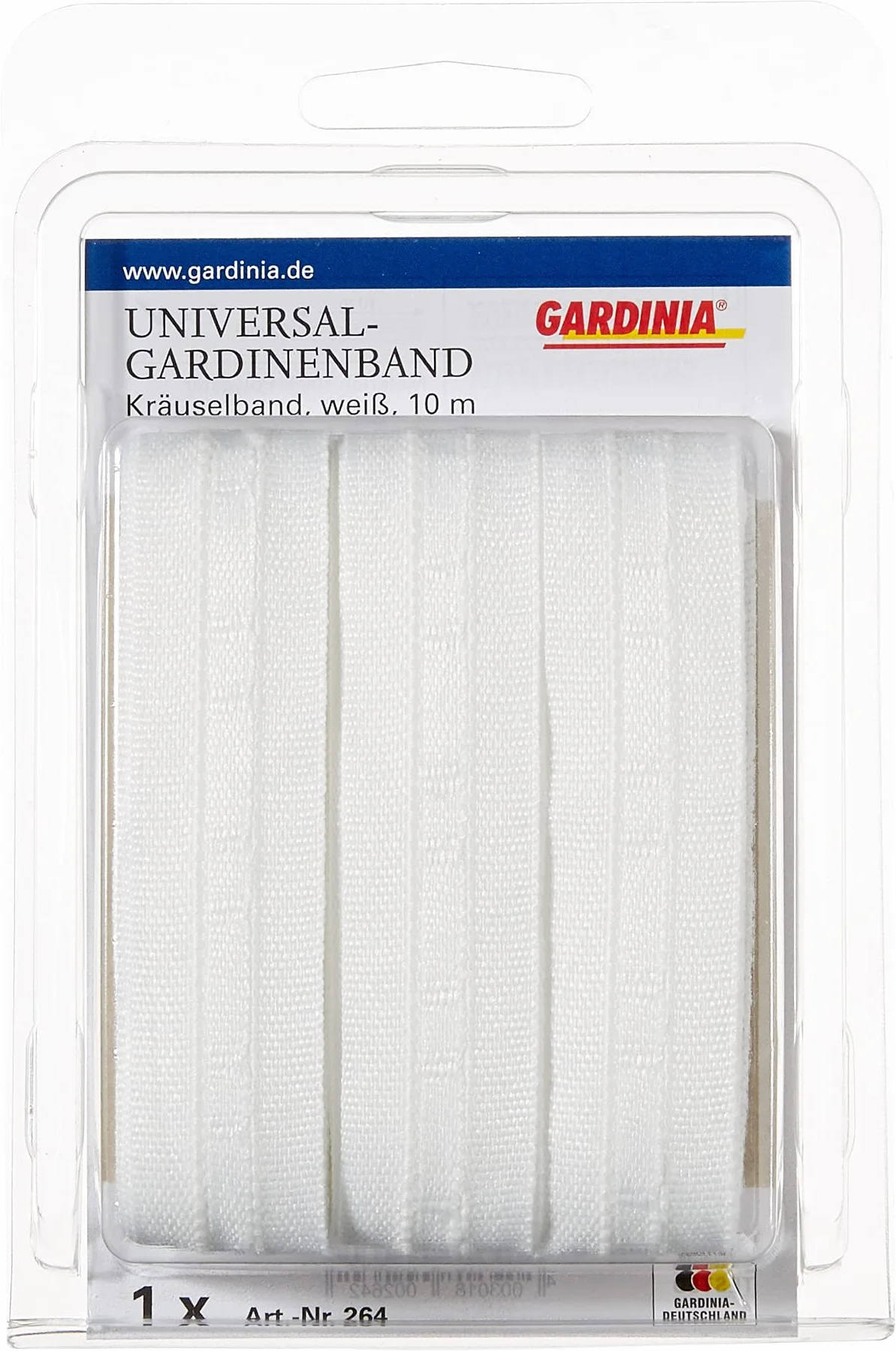 GARDINIA Uniwersalna taśma do firan, 100% poliester, Biały, 10 m