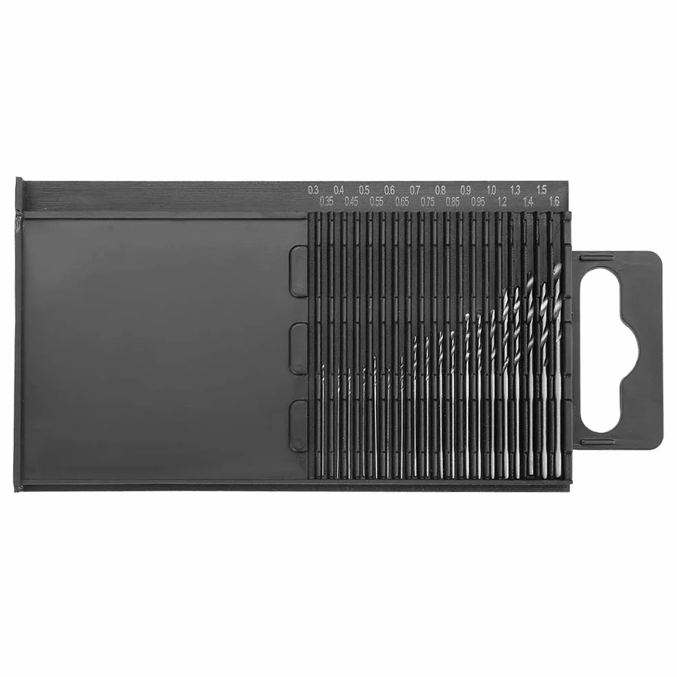Zestaw 20 Mikro Wierteł Precyzyjnych z Ręcznym Uchwytem, 0.3-1.6mm, do Drewna, Biżuterii, Plastiku, Narzędzia DIY