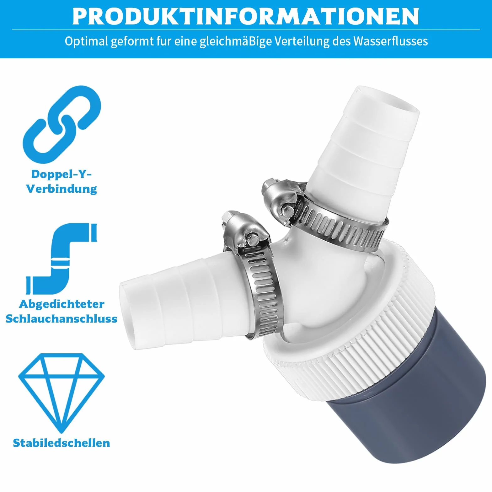 Adapter Odpływu do Pralki i Zmywarki, Podwójne Złącze Y do Węża Ø40 mm i Wejścia Ø18-24 mm, Adapter PVC, Akcesorium Odpływowe