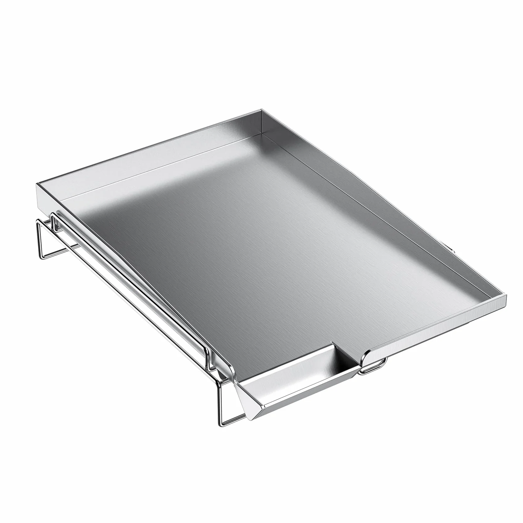 Onlyfire Płyta grillowa ze stali nierdzewnej, BBQ płyta grillowa, 36,8 x 25,4 x 2,8 cm, z wyjmowaną ramą ze stali nierdzewnej, Uniwersalna pasuje do grilla gazowego, grilla na