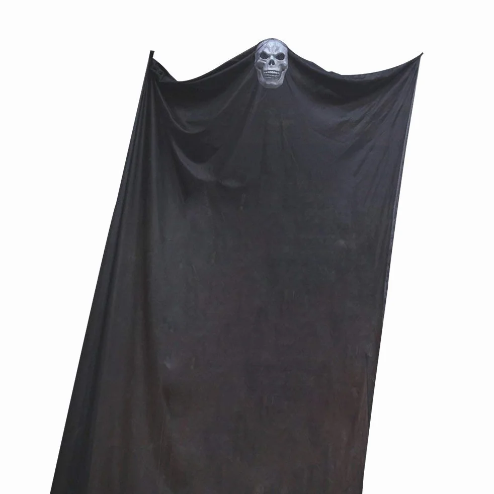 Wiszący rekwizyt na Halloween, wiszący szkielet, latający duch, długość 3,3 m, dekoracja wisząca na podwórko, imprezę, do baru (czarny)
