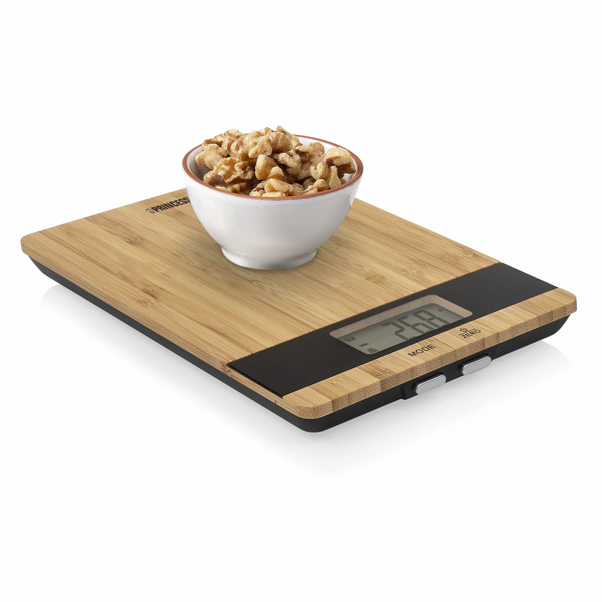 Princess 492944 Waga Kuchenna Pure – Eleganckie Wzornictwo Bambusowe – Waga Do 5 Kg, Funkcja Tara