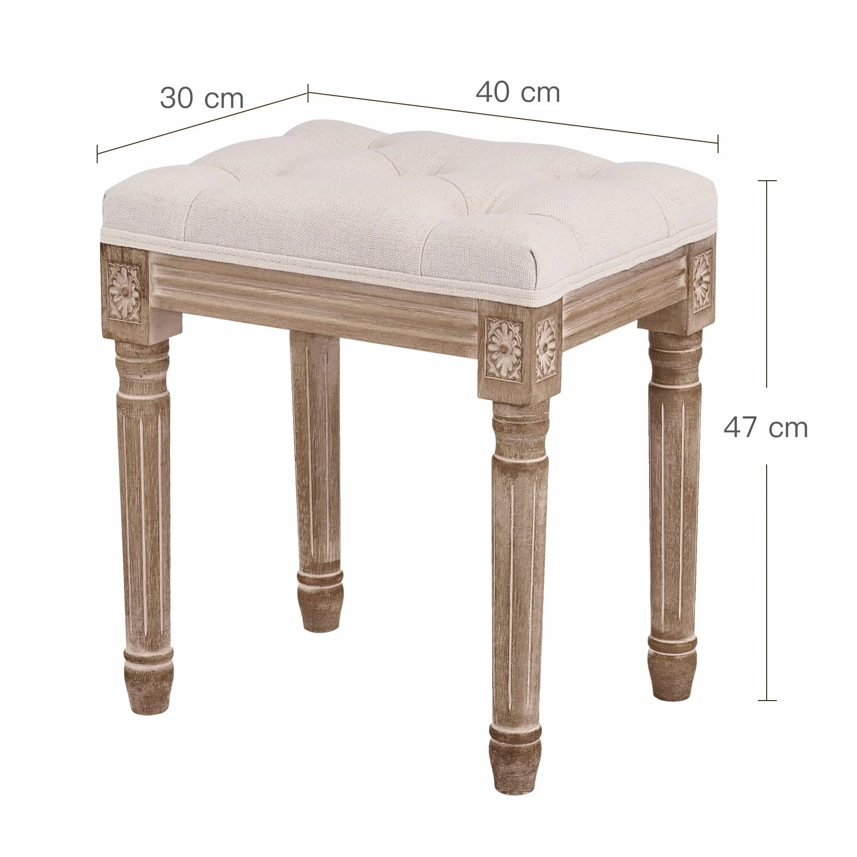 VONLUCE Taboret do makijażu, tapicerowany stołek kosmetyczny, taboret do toaletki, aksamitny stołek fortepianowy, nogi z litego drewna (30 x 40 x 47 cm)
