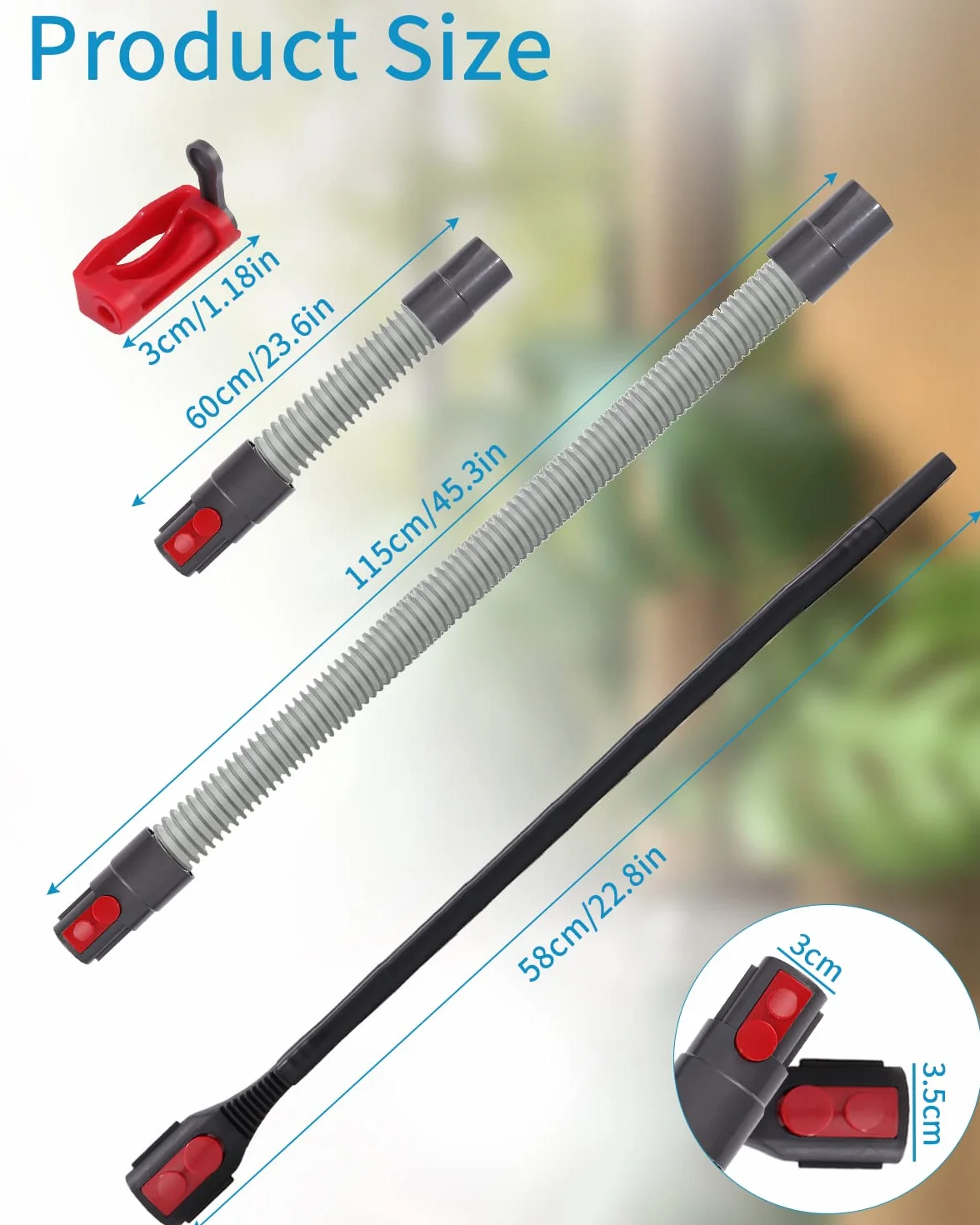 Jissta Zamienne mocowanie węża do odkurzaczy Dyson V15, V11, V10, V8, V7 z elastyczną końcówką, wężem przedłużającym i blokadą włącznika