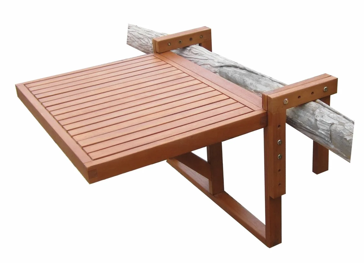Spetebo Stół balkonowy z eukaliptusa – 60 x 45 cm – drewniany składany stół balkonowy stół wiszący składany