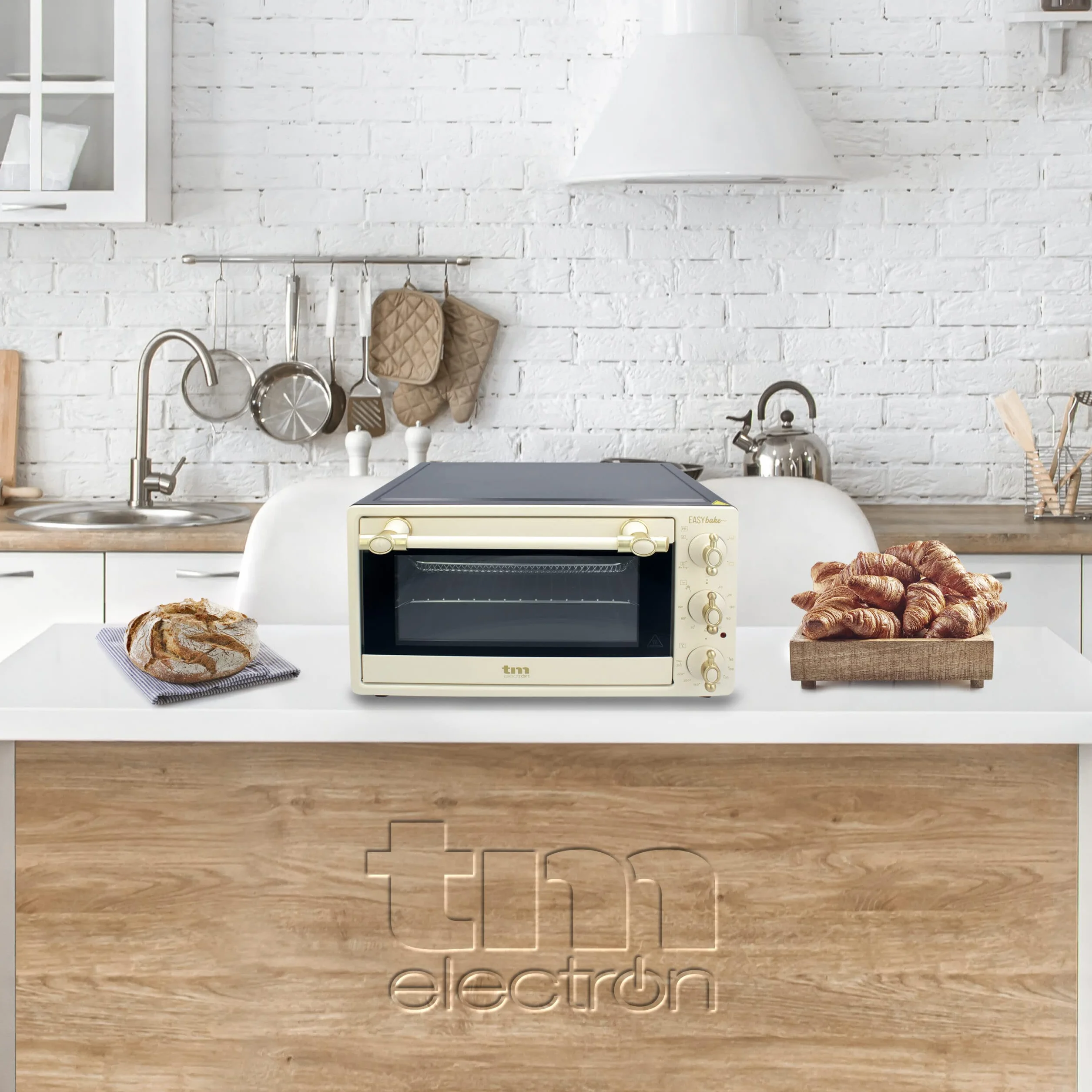 TM Electron EASYBAKE TMPHO020REB minipiekarnik retro z funkcją frytownicy bez oleju, 20 litrów, regulowana temperatura 80 ° C do 250 ° C, 5 funkcji, zawiera 4 akcesoria.