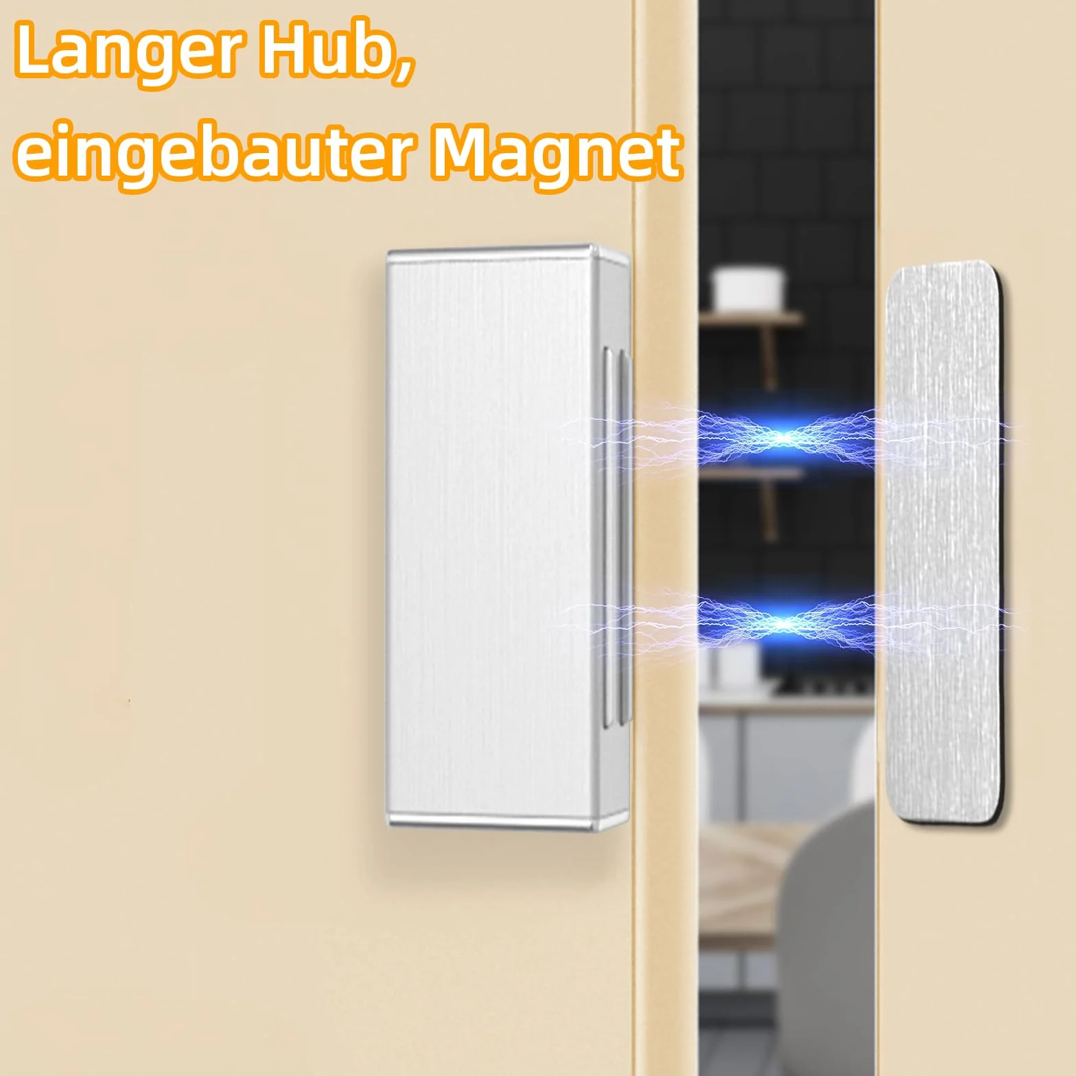 Samoprzylepny magnes na drzwi, 2 sztuki, magnetyczny magnes na drzwi szafy, magnes meblowy ze stali nierdzewnej, otwieracz do drzwi, otwieracz drzwi (duży rozmiar)