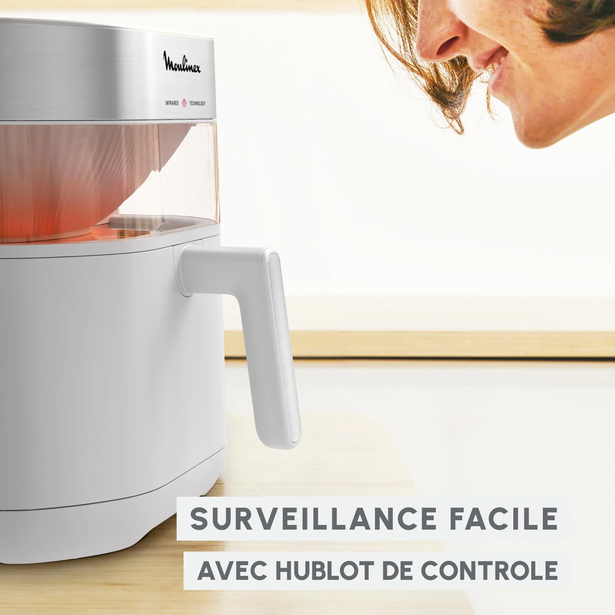 Moulinex Easy Fry Infrared frytkownica na powietrze 7 l technologia podczerwieni panel cyfrowy nieprzywierający kosz zmywarka okno obserwacyjne 8 trybów