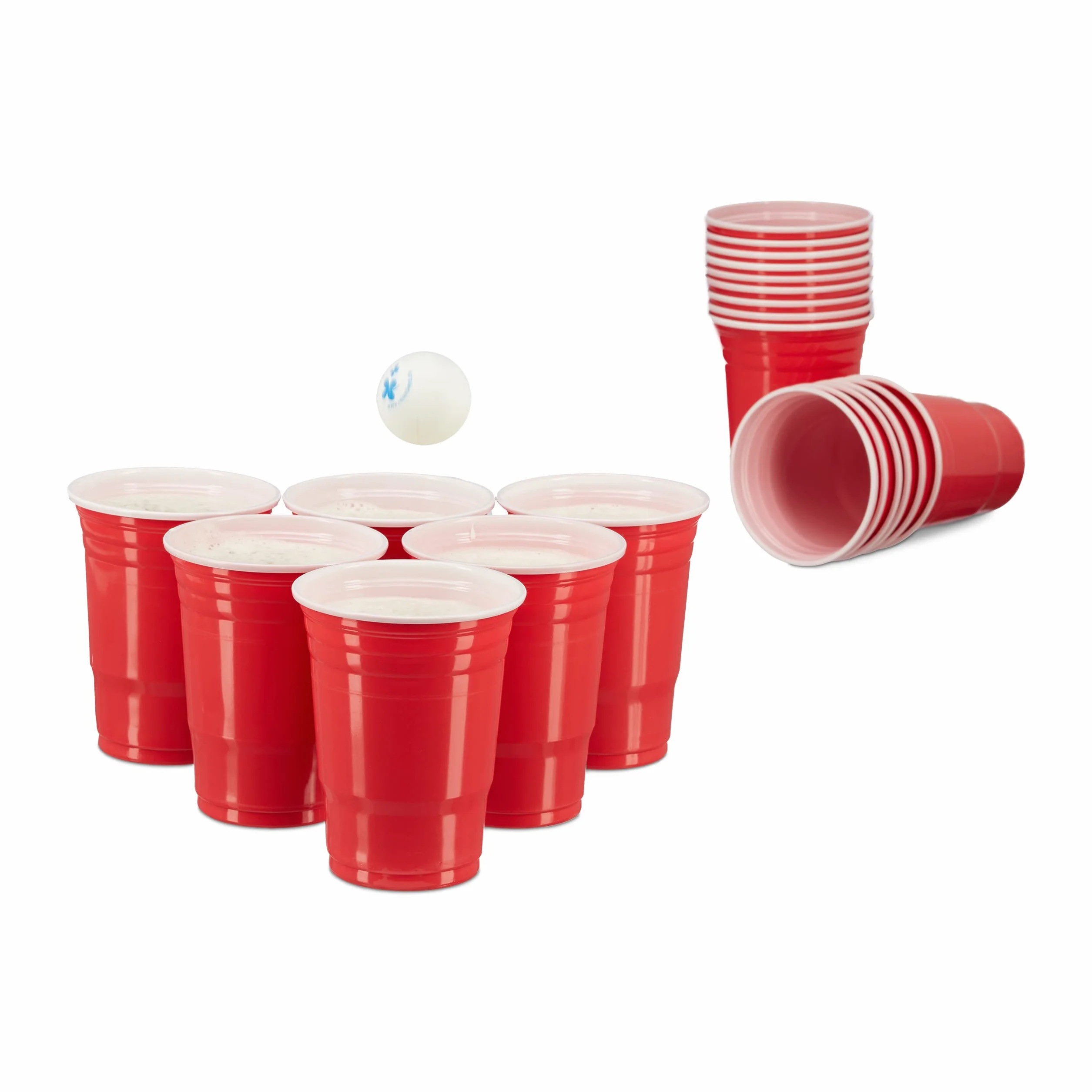 Relaxdays Beer Pong Kubki Plastikowe Czerwony 50 Sztuk