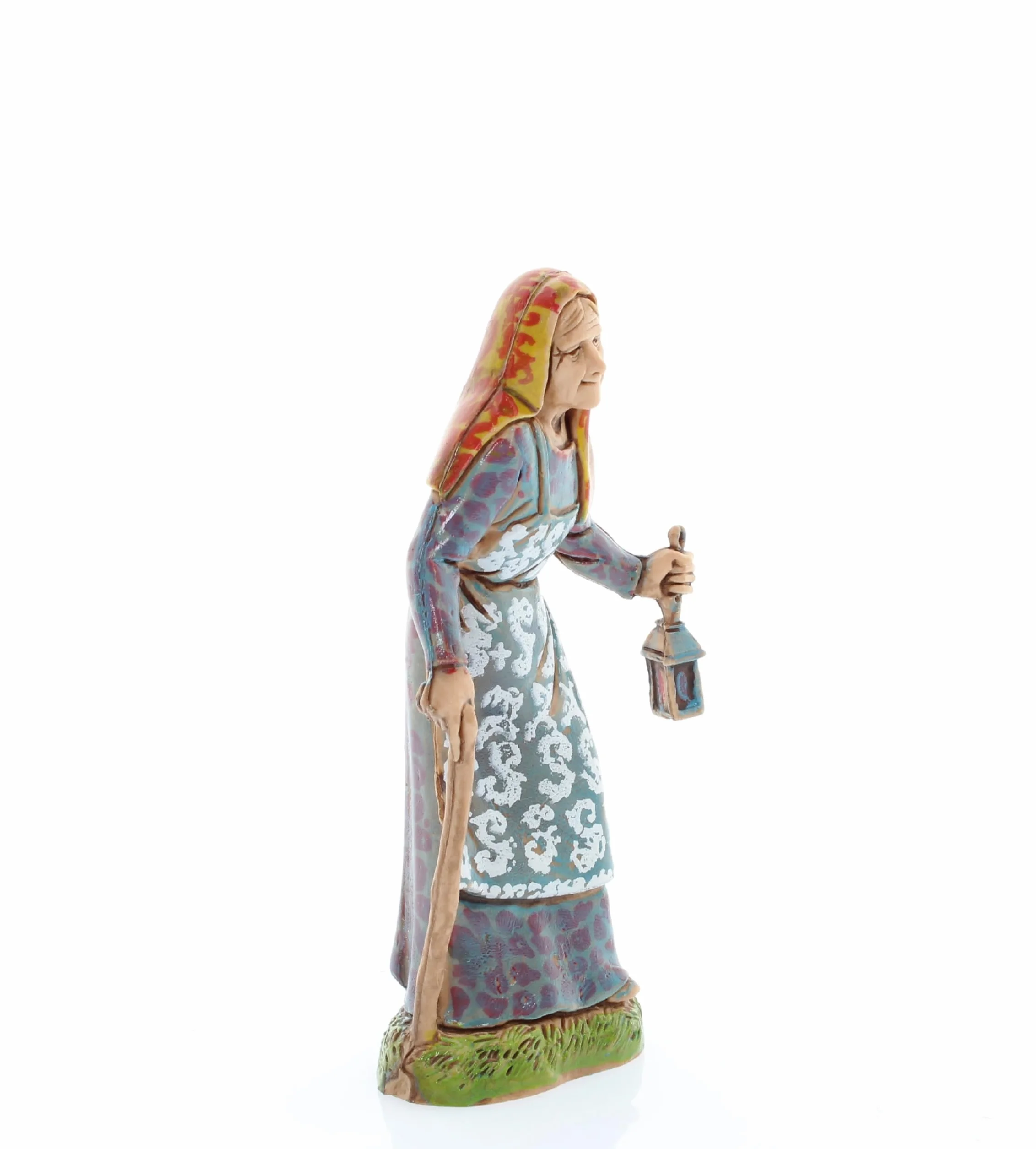 Moranduzzo Stara kobieta z latarnią do szopki 10 cm w skali 1:20 - Niezniszczalne figurki szopki - styl 700", ręcznie wykończony obraz, oficjalny produkt, wyprodukowany we Włoszech, rzeźbiarz M. Landi