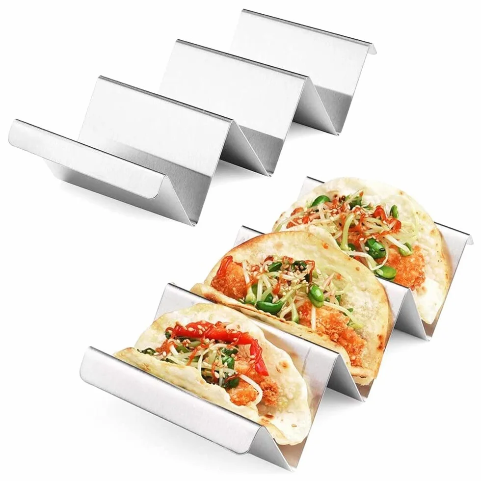 Stojak na tacę ze stali nierdzewnej Taco Rack 2 sztuki falisty kształt do zmywarki i piekarnika