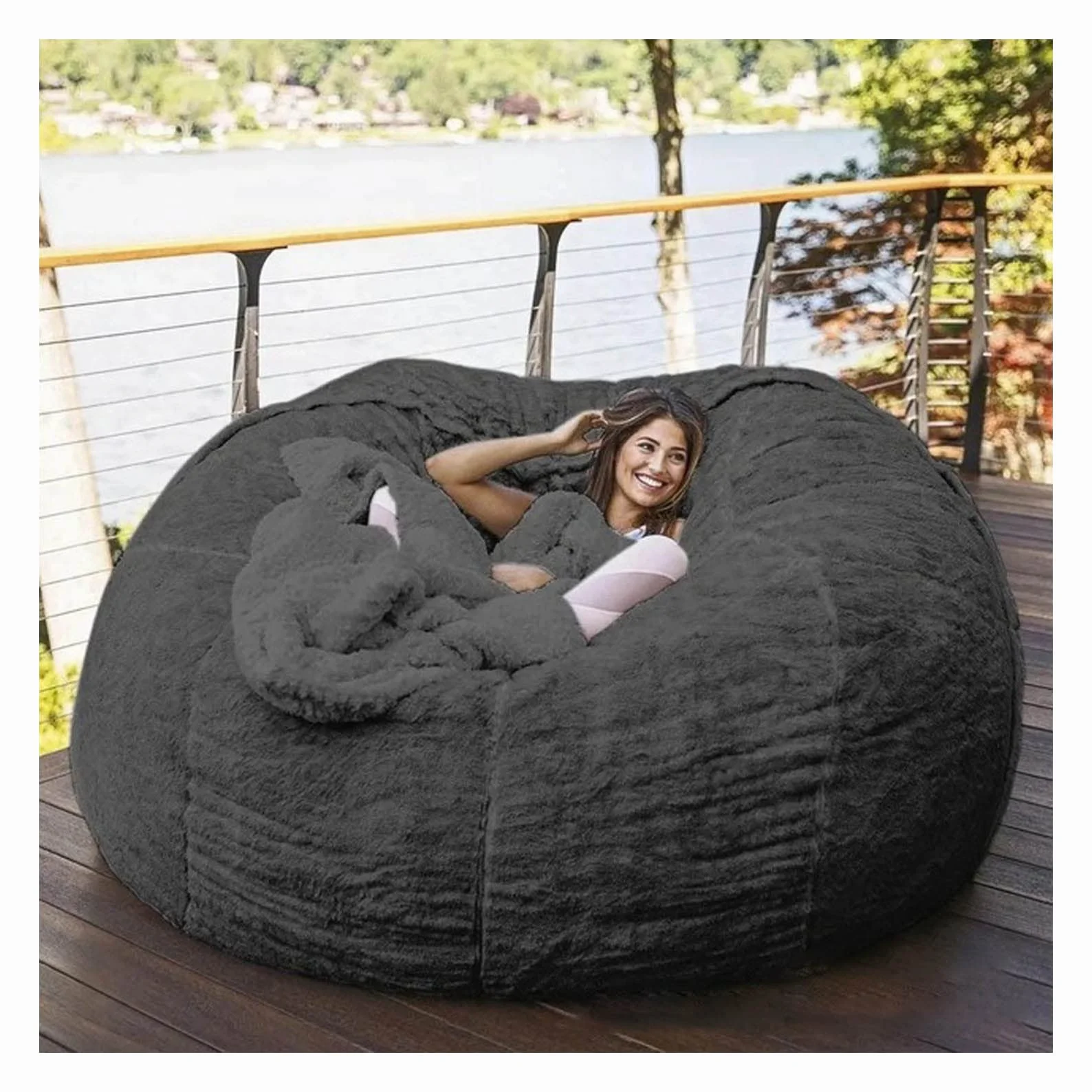 Faux Fur Bean Bag Krzesło dla Dorosłych Faux Fur BeanBag Lazy Sofa Bed Cover Meble do pokoju (była to tylko poszewka, a nie pełna torba fasoli)