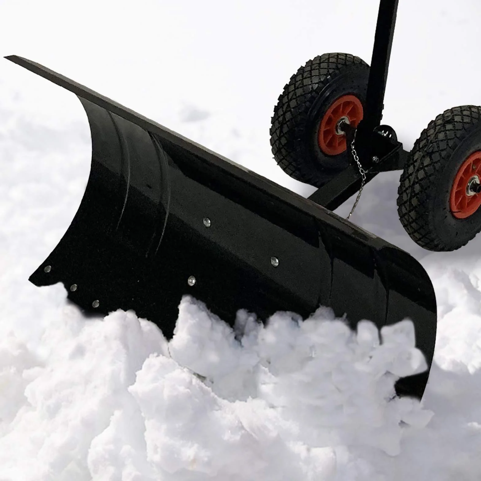 NAIZY szufla do śniegu z 5-stopniową regulacją wysokości, odśnieżarka z kołami o średnicy φ25 cm, z metalową tarczą z 74 cm szeroką plastikowa łopatą, odśnieżarka do podjazdów, ogrodów, chodników