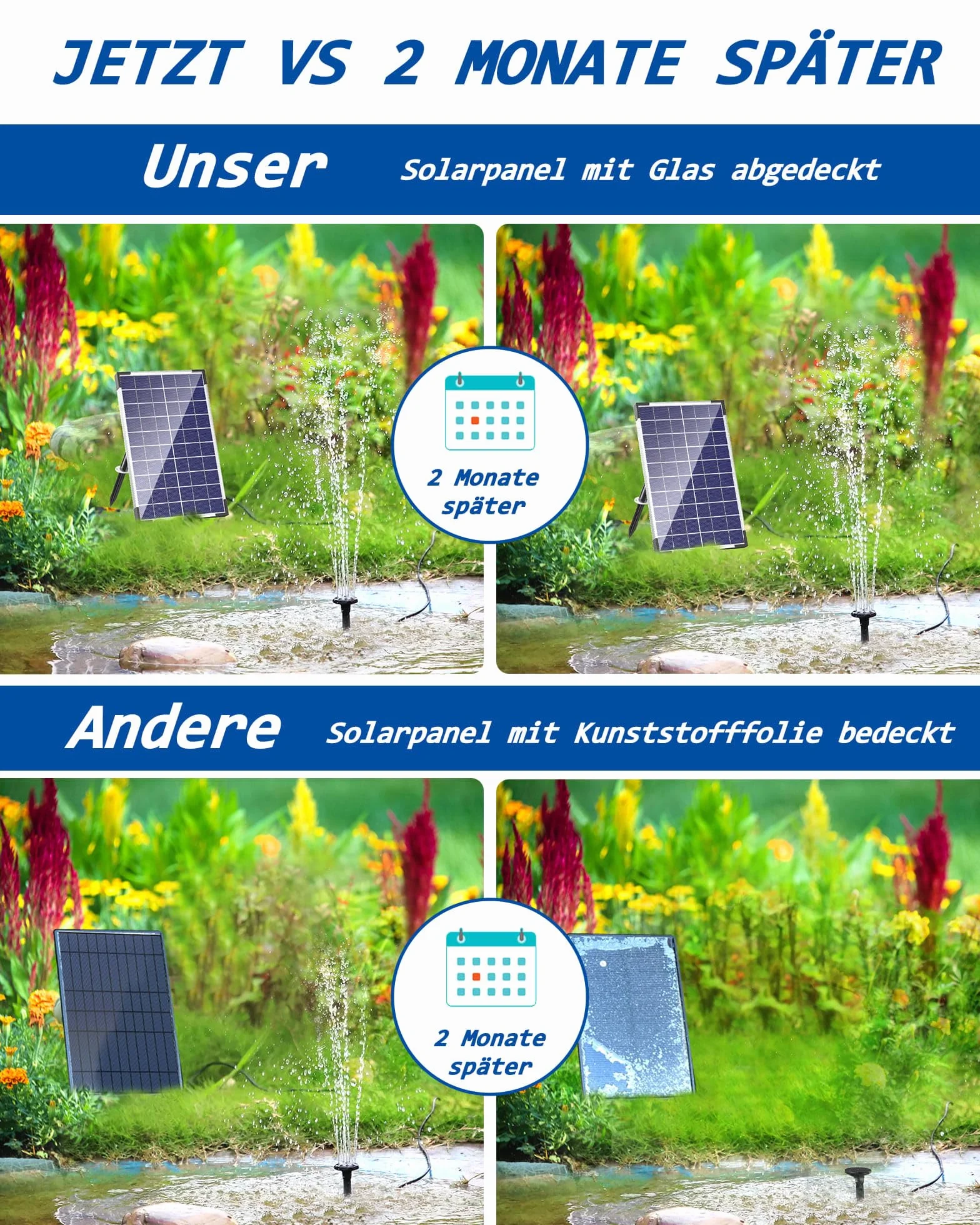 Biling Fontanna solarna do użytku na zewnątrz, mała, 7,5 W, pompa do oczka wodnego z filtrem, 10 dysz, solarna pompa wodna, pływająca fontanna, rury DIY, do fontanny, stawu