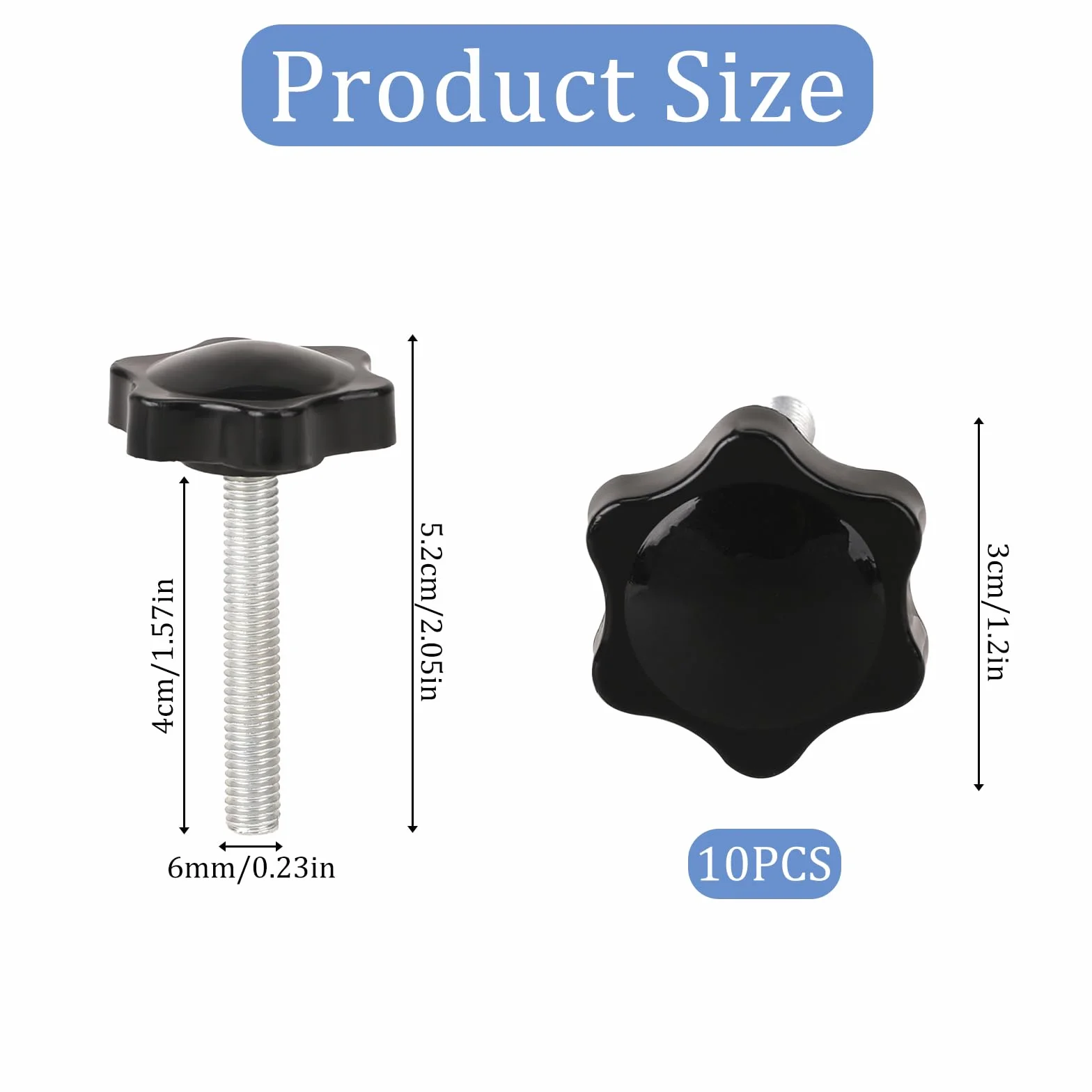 10 sztuk śrub radełkowanych M6 x 40 mm śruba gwiazdowa śruby z uchwytem gwiazdowym śruby skrzydłowe śruba z łbem gwiazdowym radełkowana czarna gwint przycisk zaciskowy
