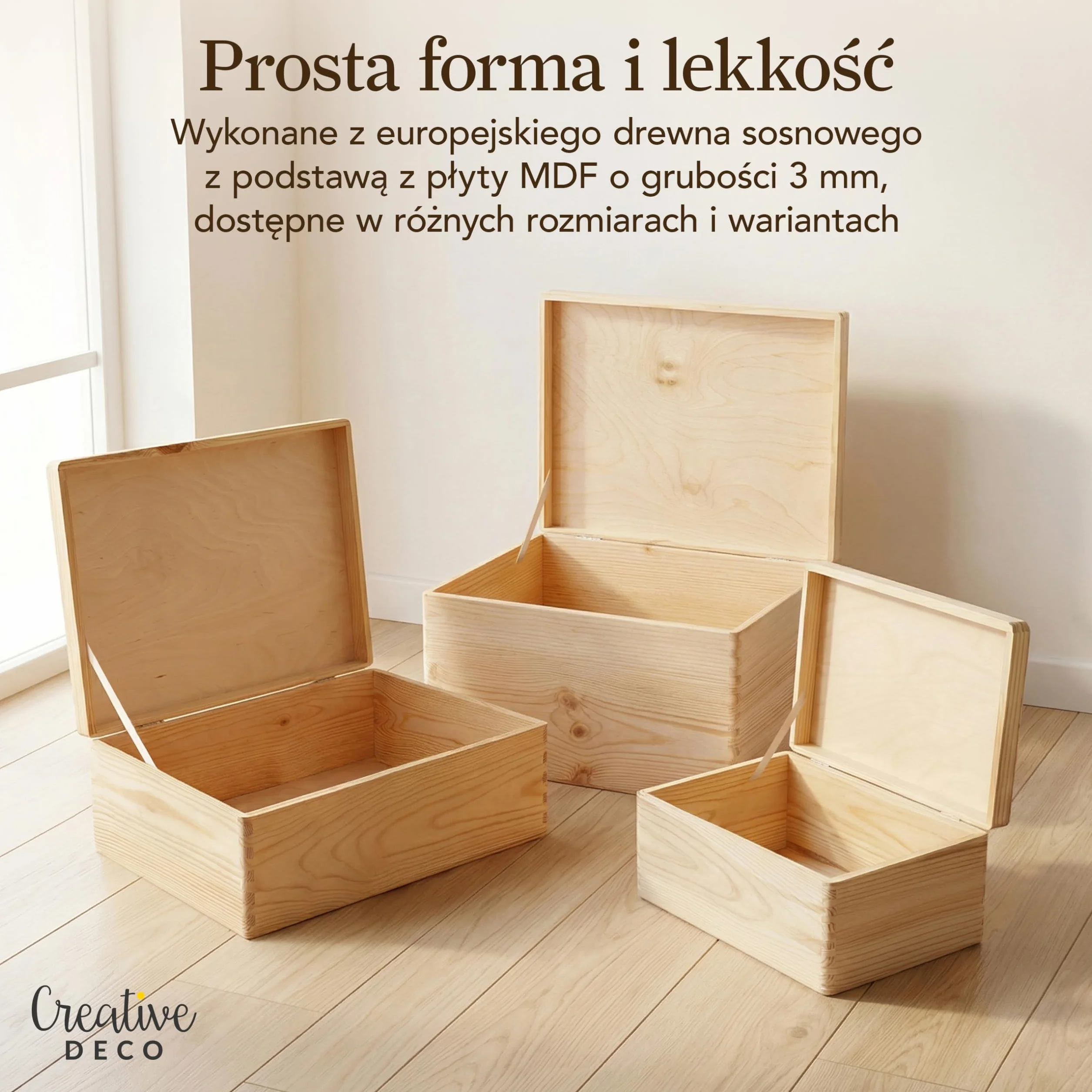 Creative Deco XXL Duże Drewniane Pudełko z Pokrywą do Dekoracji | 40 x 30 x 24 cm (+/- 1 cm) | Bez Uchwytów | Niemalowana Skrzynia z Drewna na Wielkanoc, Zabawki, Narzędzia | SUROWE i NIEOSZLIFOWANE