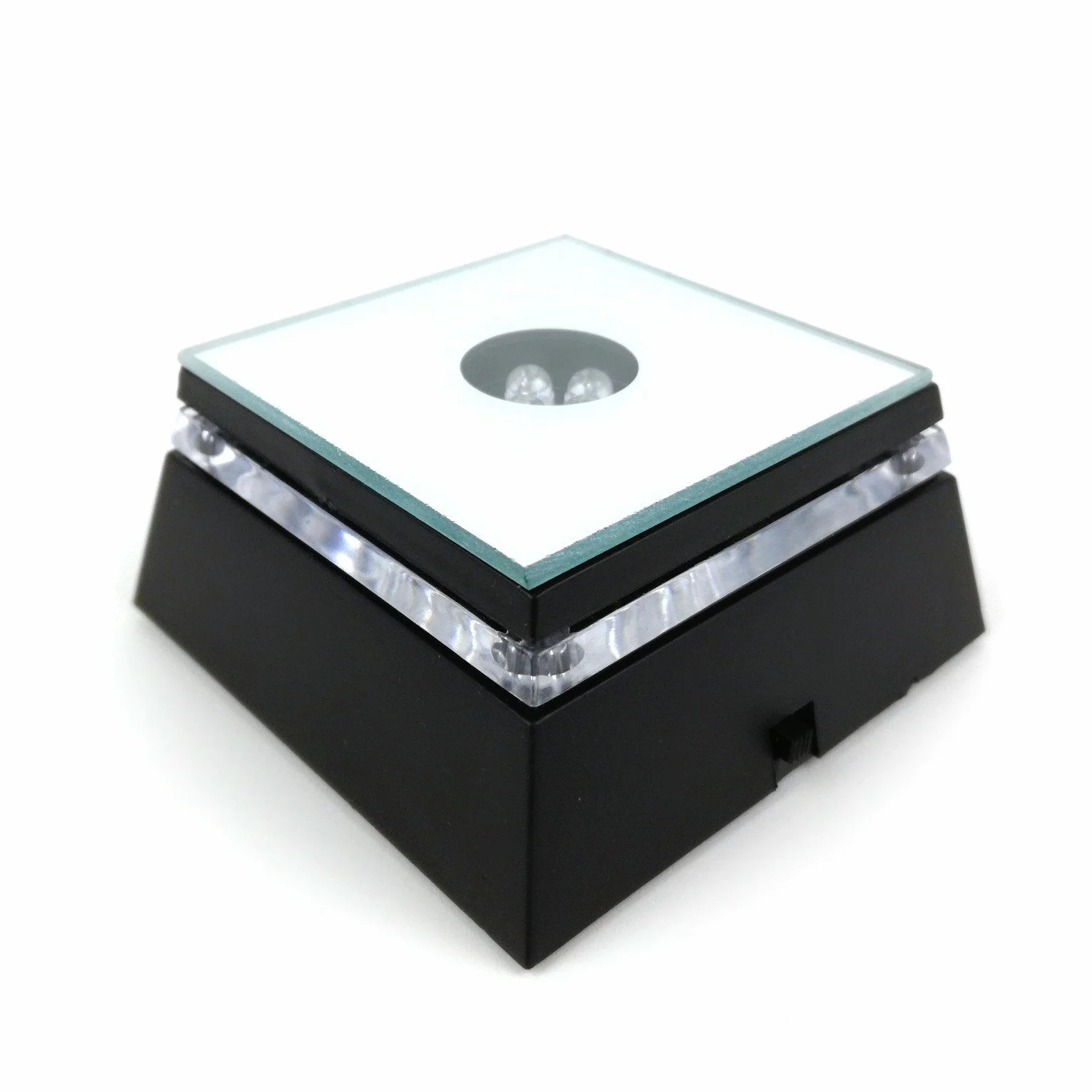 Podstawa z oświetleniem LED do podświetlania szklanych figurek, zmiennymi kolorami z 3 diod LED, kolor czarny