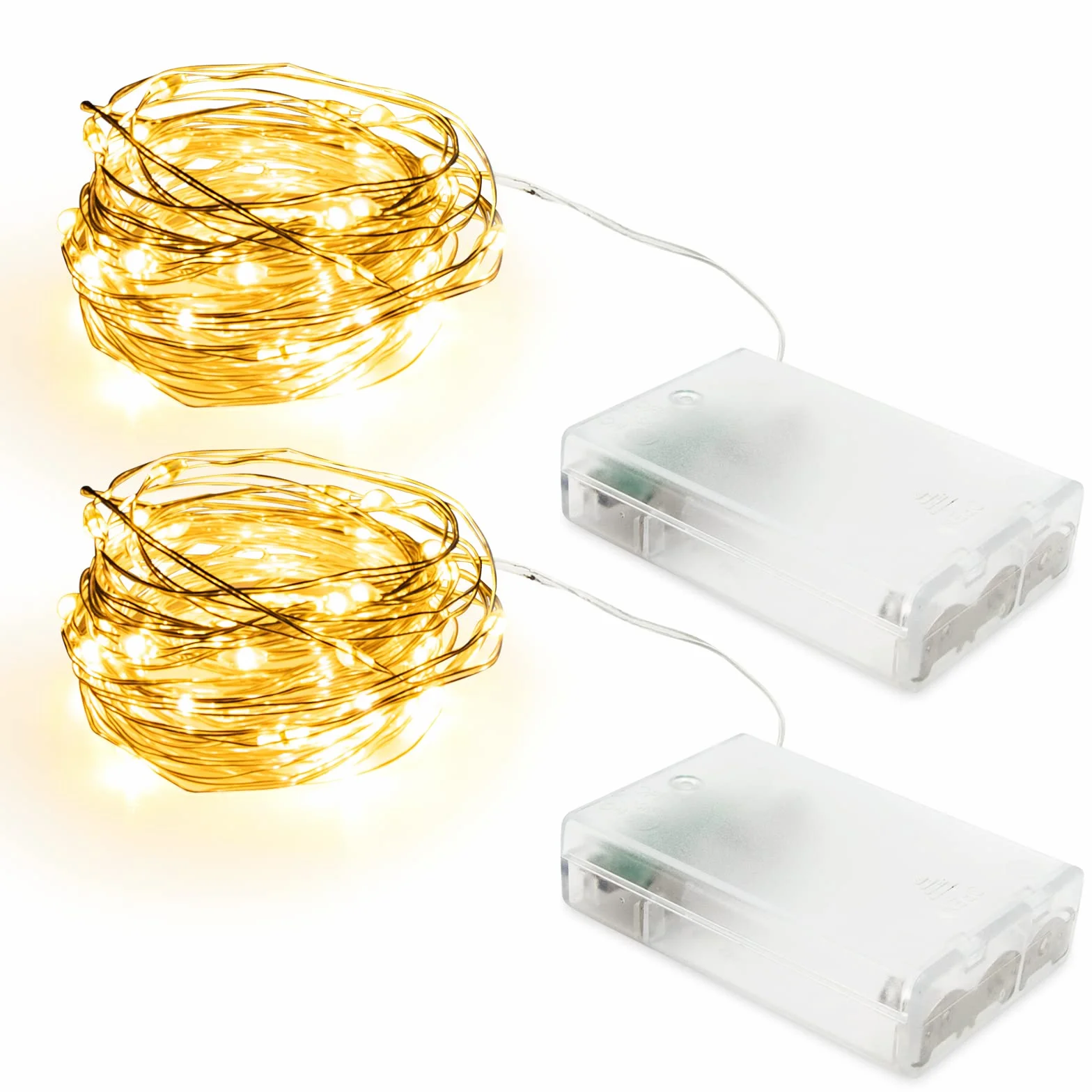 AGOTD Łańcuch świetlny LED, 2 sztuki, 5 m, 50 diod LED, zasilanie bateryjne, miedziany drut, dekoracja na imprezę, do ogrodu, na Boże Narodzenie, wesele, do pokoju (ciepła biel)