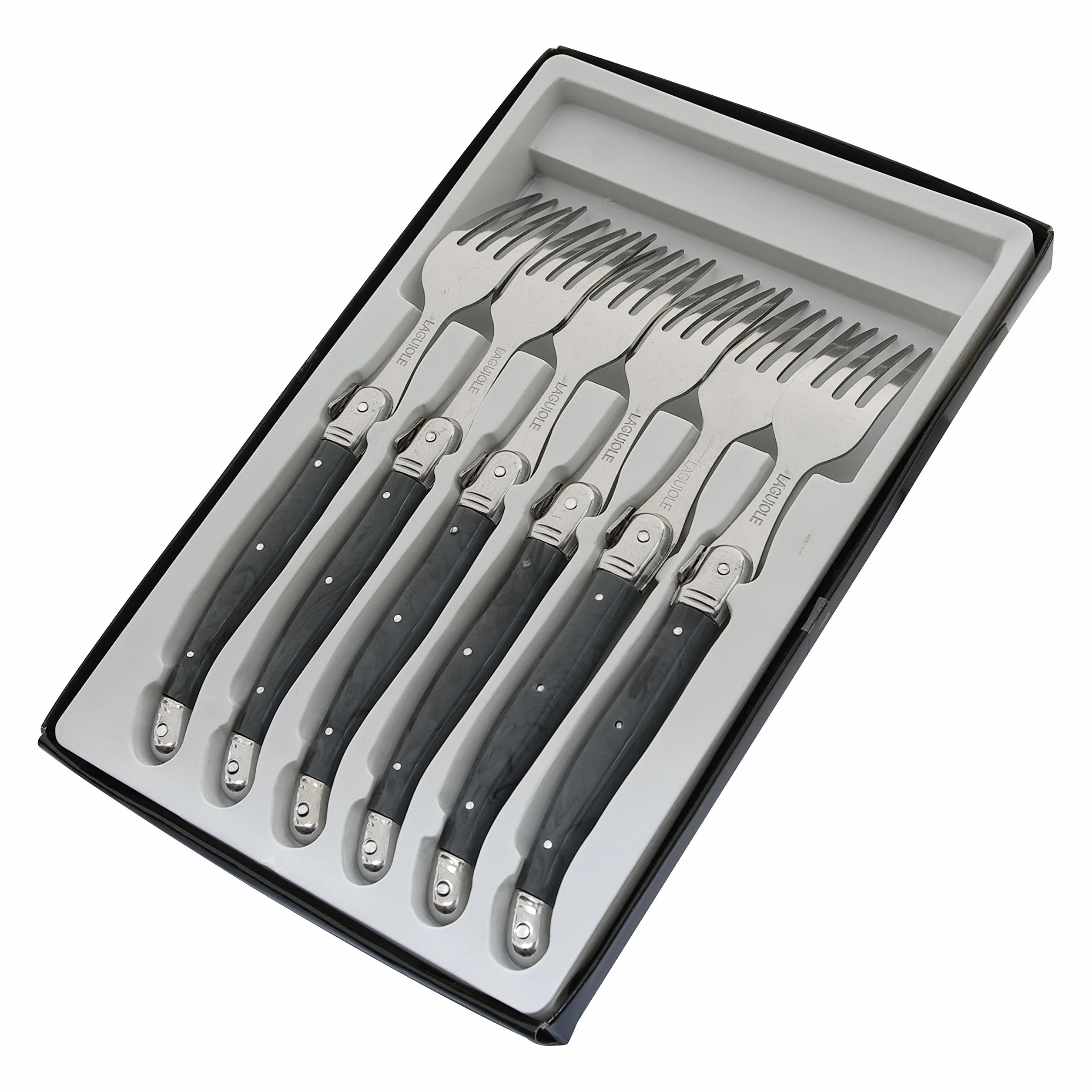 Pradel Excellence Laguiole 7210G-6NT zestaw 6 widelców 25,7x16,7x2 cm szary marmur