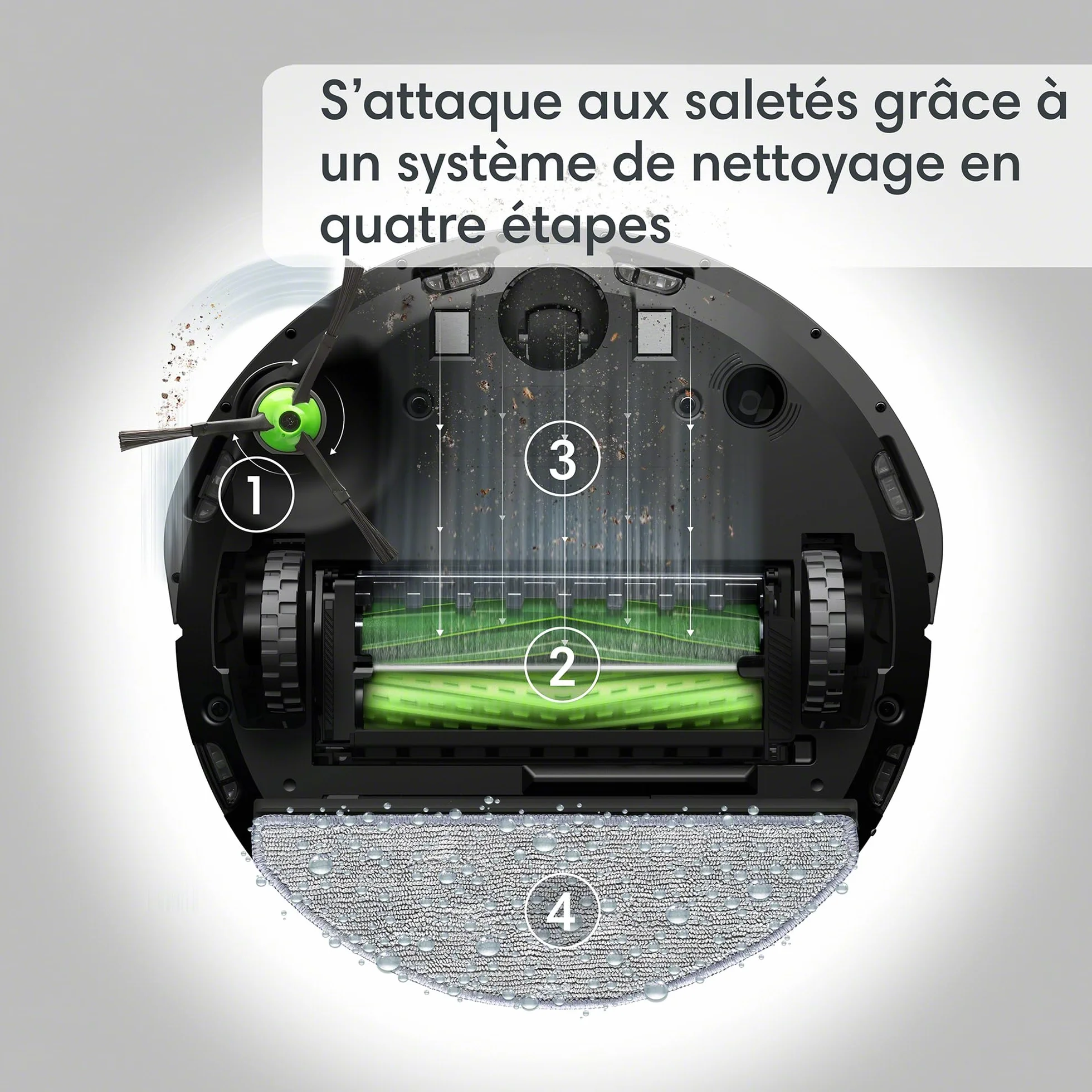 iRobot Roomba Combo j5+ (j5576) Robot odkurzający z łącznością Wi-Fi z funkcją automatycznego usuwania brudu i zasysaniem podnoszącym oraz 2 gumowymi szczotkami głównymi do wszystkich powierzchni