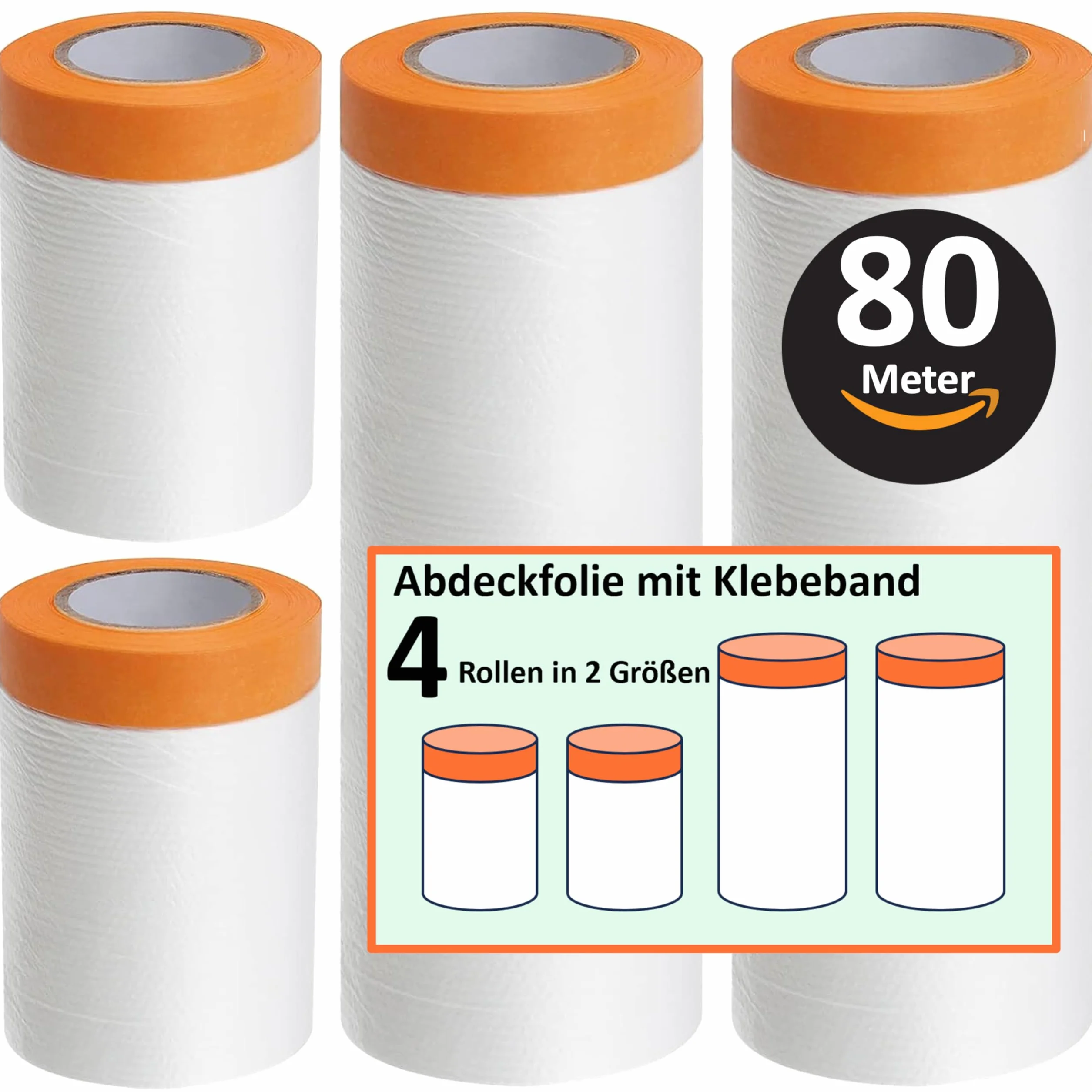 Łącznie 80 Metrów Folia Maskująca z Taśmą Klejącą Malarska - Goldband Tape-folie Malarskie (4 Rolki)