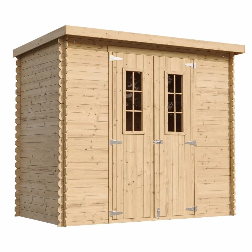 TIMBELA M310C Drewniany domek ogrodowy – szopa ogrodowa z drewna, szer. 239 x dł. 142 x wys. 200 cm / 2,63 m², szopa na rower, wodoodporny dach