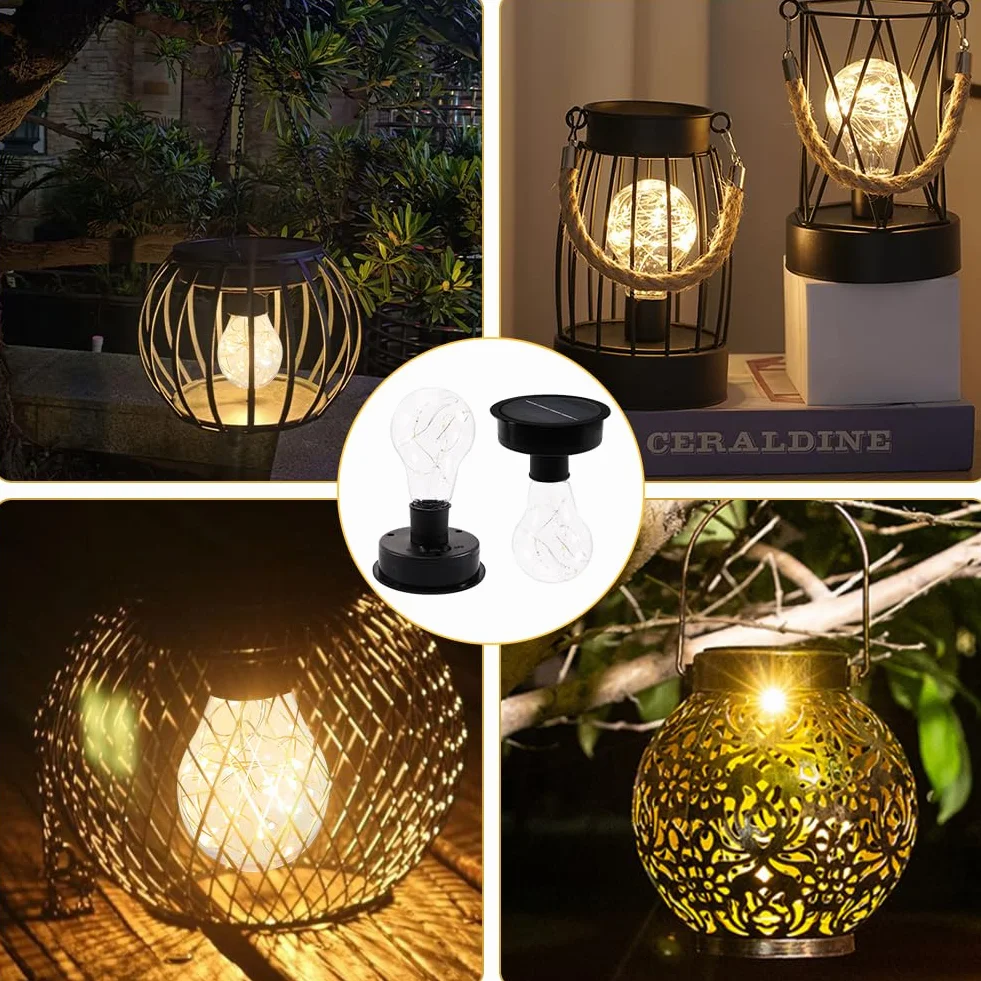 2 sztuki lamp solarnych do ogrodu, części zamienne, z żarówką LED, 8 cm, zapasowy panel słoneczny, wiszące lampy solarne do lamp solarnych, latarni solarnych, do użytku na zewnątrz, do ogrodu