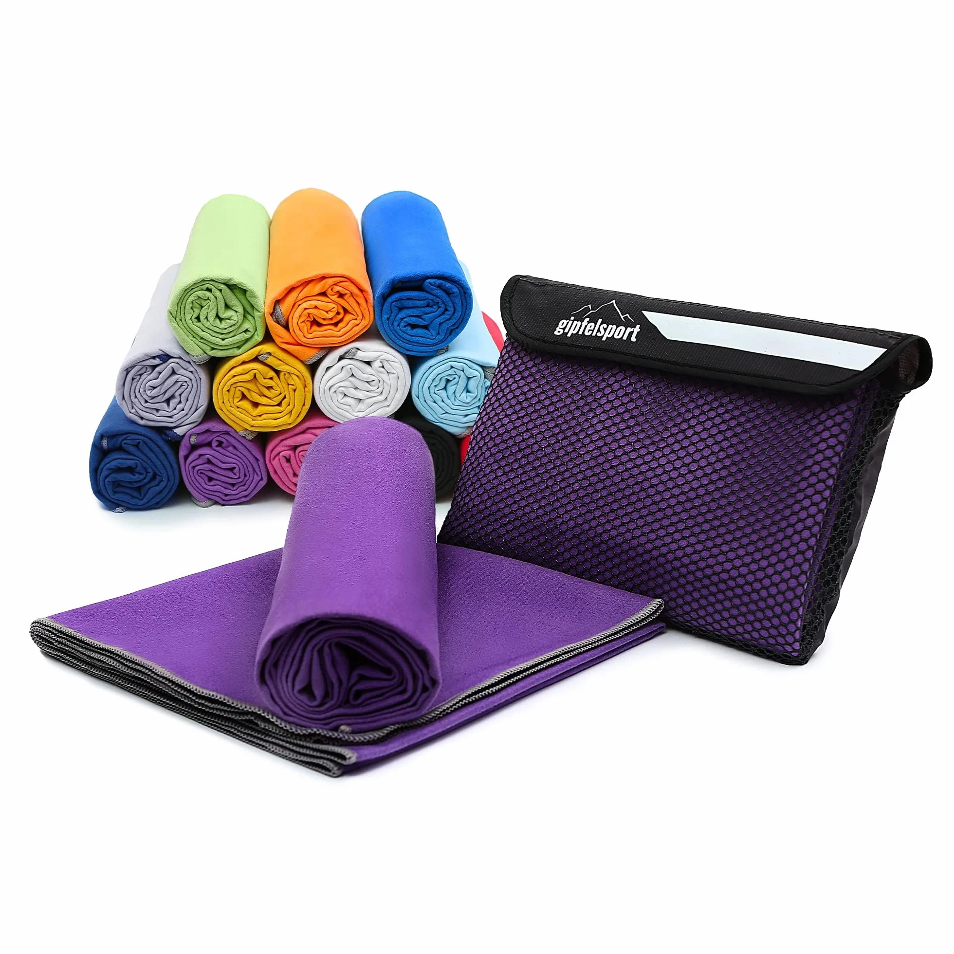 Zestaw ręczników z mikrofibry – ręczniki z mikrofibry do sauny, fitnessu, uprawiania sportu, ręcznik plażowy, ręcznik gipfelsport, liliowy | XS (50 x 30 cm) bez torby