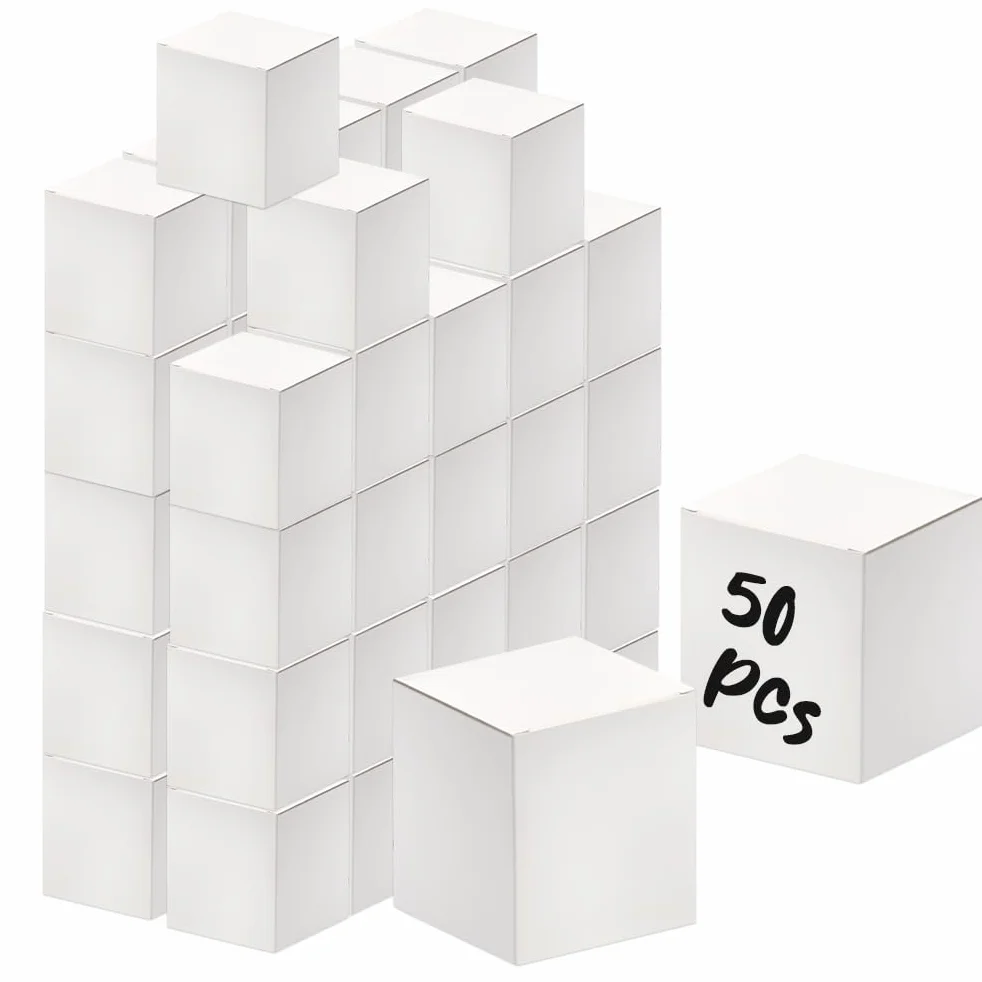 Białe pudełka prezentowe papierowe z pokrywkami 10x9x9 cm 50 szt.