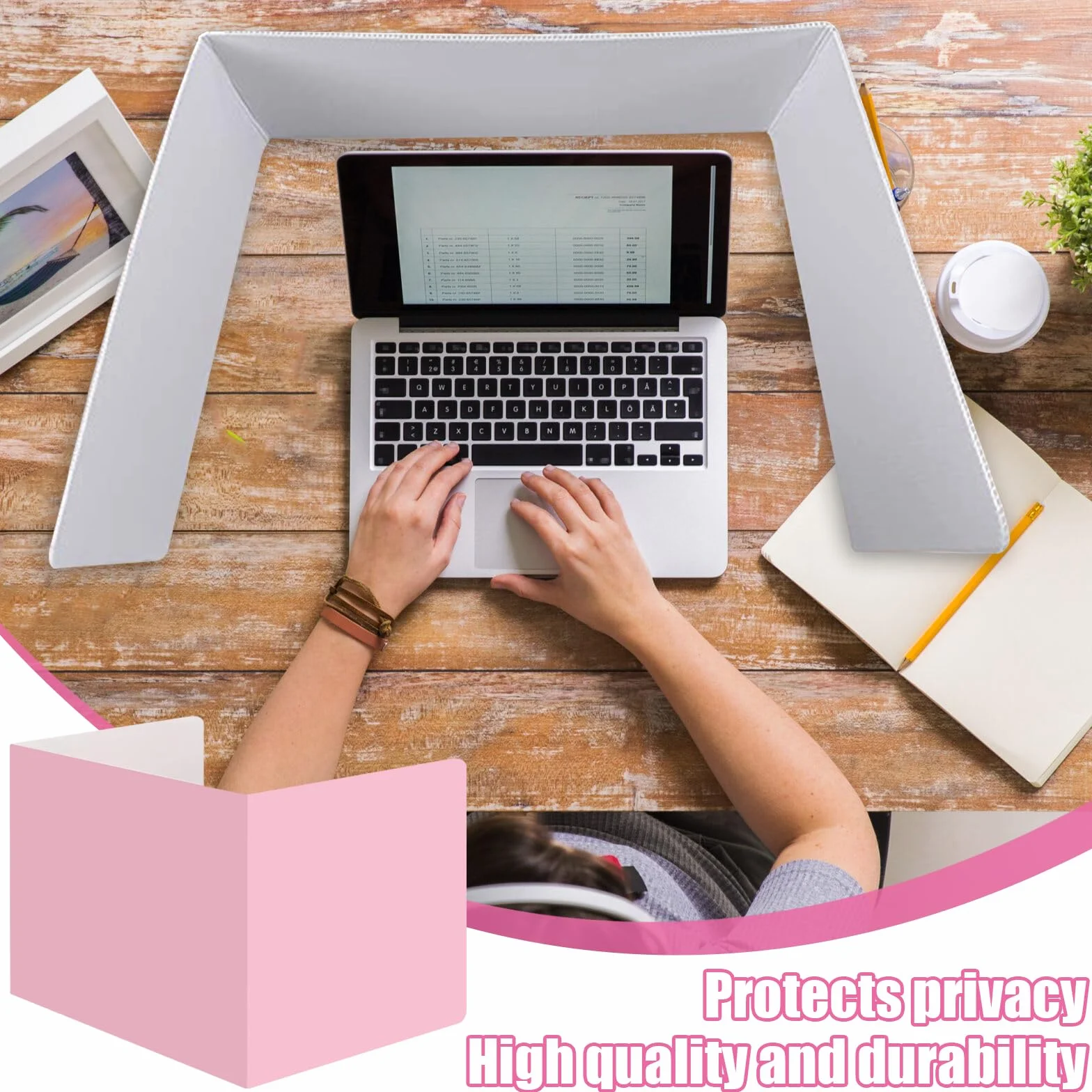 Dokeno 5 sztuk przegrody na biurko, przegrody biurkowe do prywatności, w kształcie litery U przegroda na stół, przegroda składana do szkoły biura Bibliotec (biały)