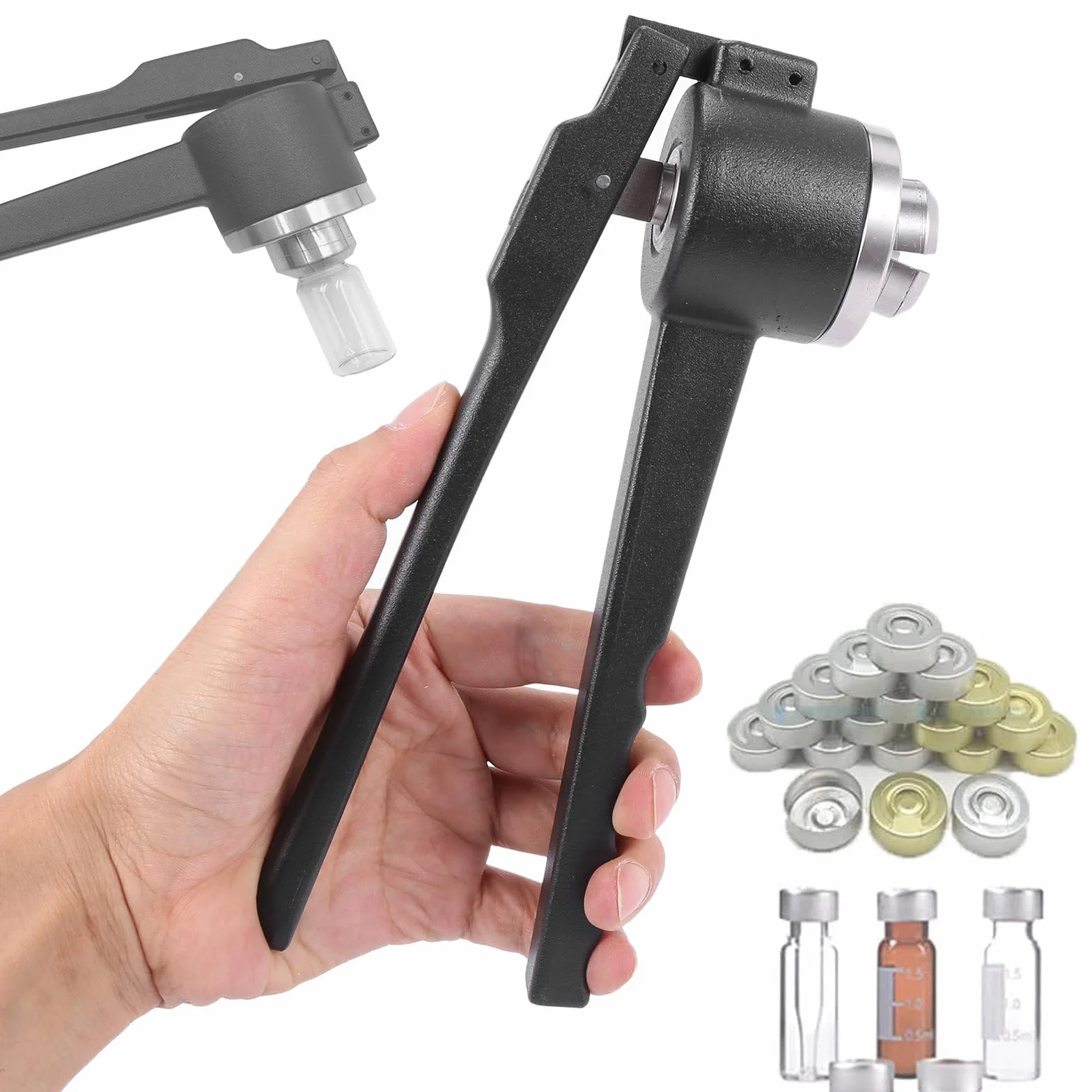 Zaciskarka Do Fiolek 13-20mm Aluminium Ręczna 20-30 Butelek/Min Medyczna Maszyna Do Zamykania Nakrętek