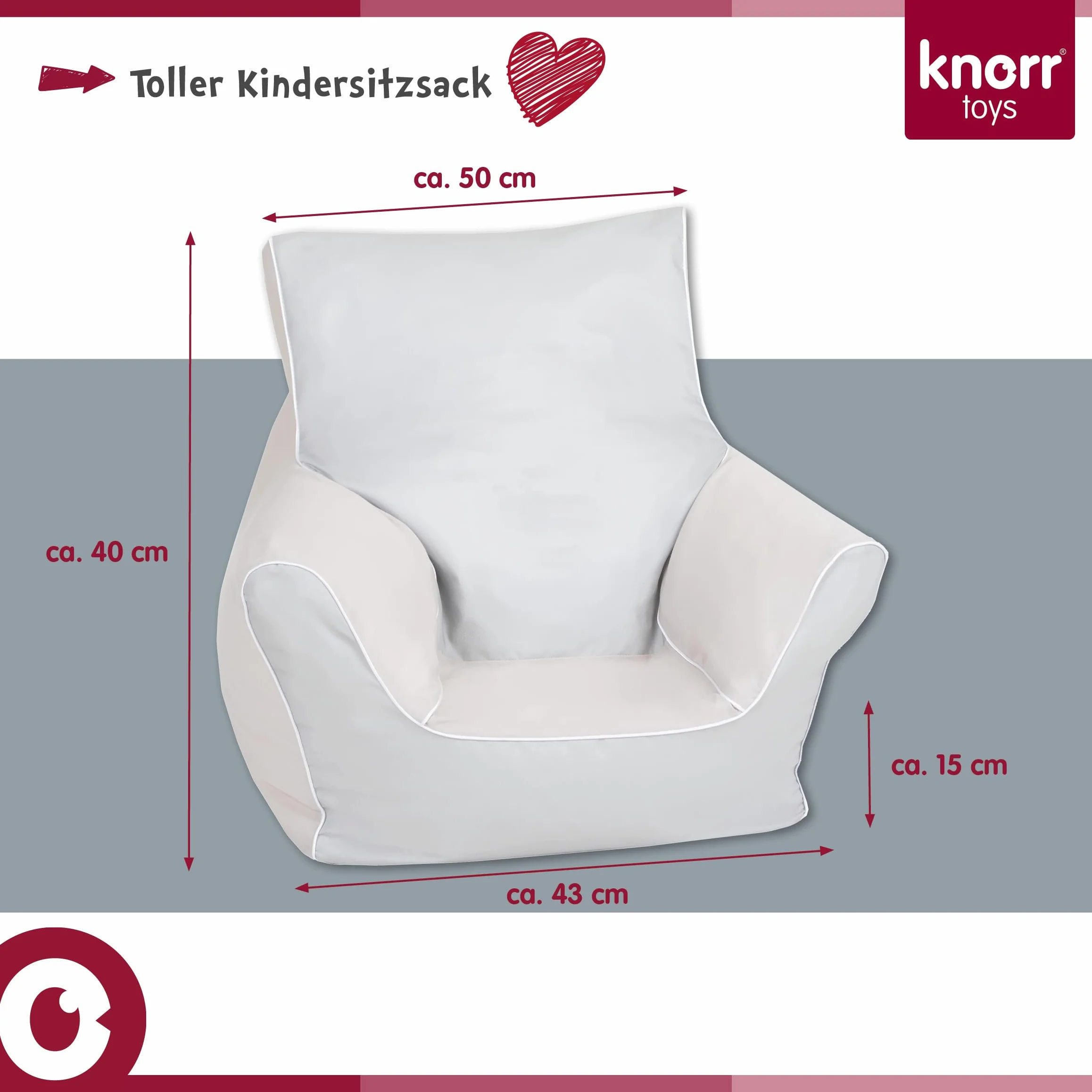 KNORRTOYS.COM 68211 Knorrtoys 68211 worek do siedzenia dla dzieci Stars biały worek do siedzenia dla dzieci