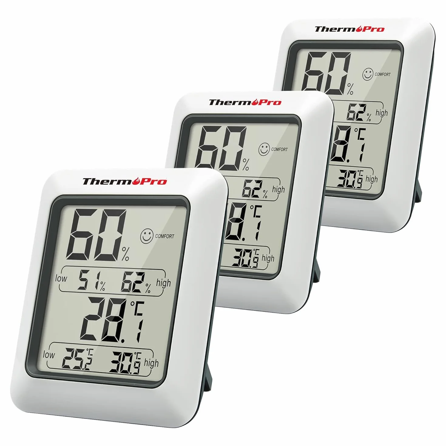 ThermoPro TP50-3 cyfrowy higrometr wewnętrzny termometr pokojowy z zapisem i wskaźnikiem klimatu w pomieszczeniu do kontroli klimatu w pomieszczeniu