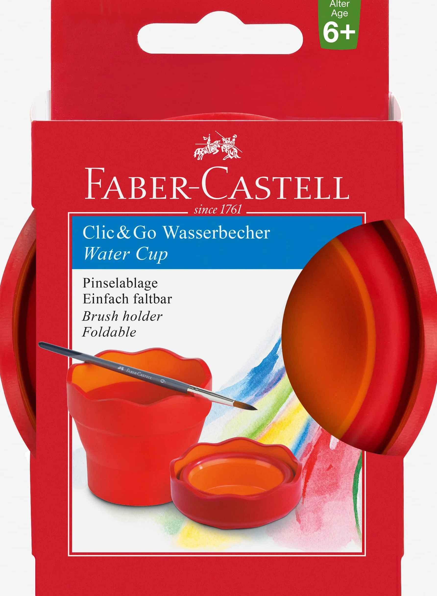 FABER-CASTELL 181517 – kubek na wodę CLIC & GO, składany, czerwony, 1 sztuka