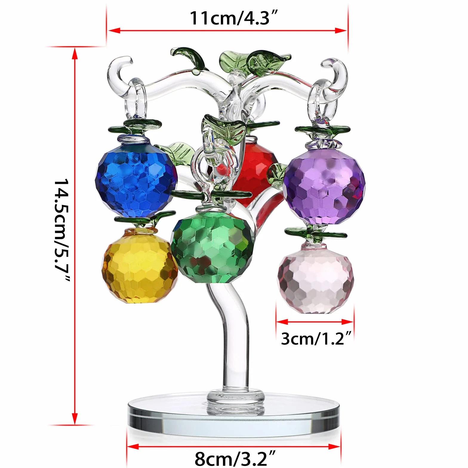 BTSKY Jabłoń ze szkła kryształowego, sztuczna figurka, ozdoba, dekoracja stołu, feng shui, kryształowa jabłoń, dekoracja